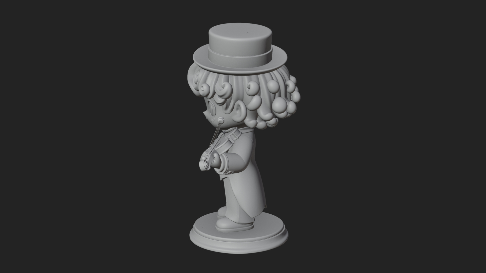 Chibi Violin Player Statue Design 1 3D Print Model 3D Model