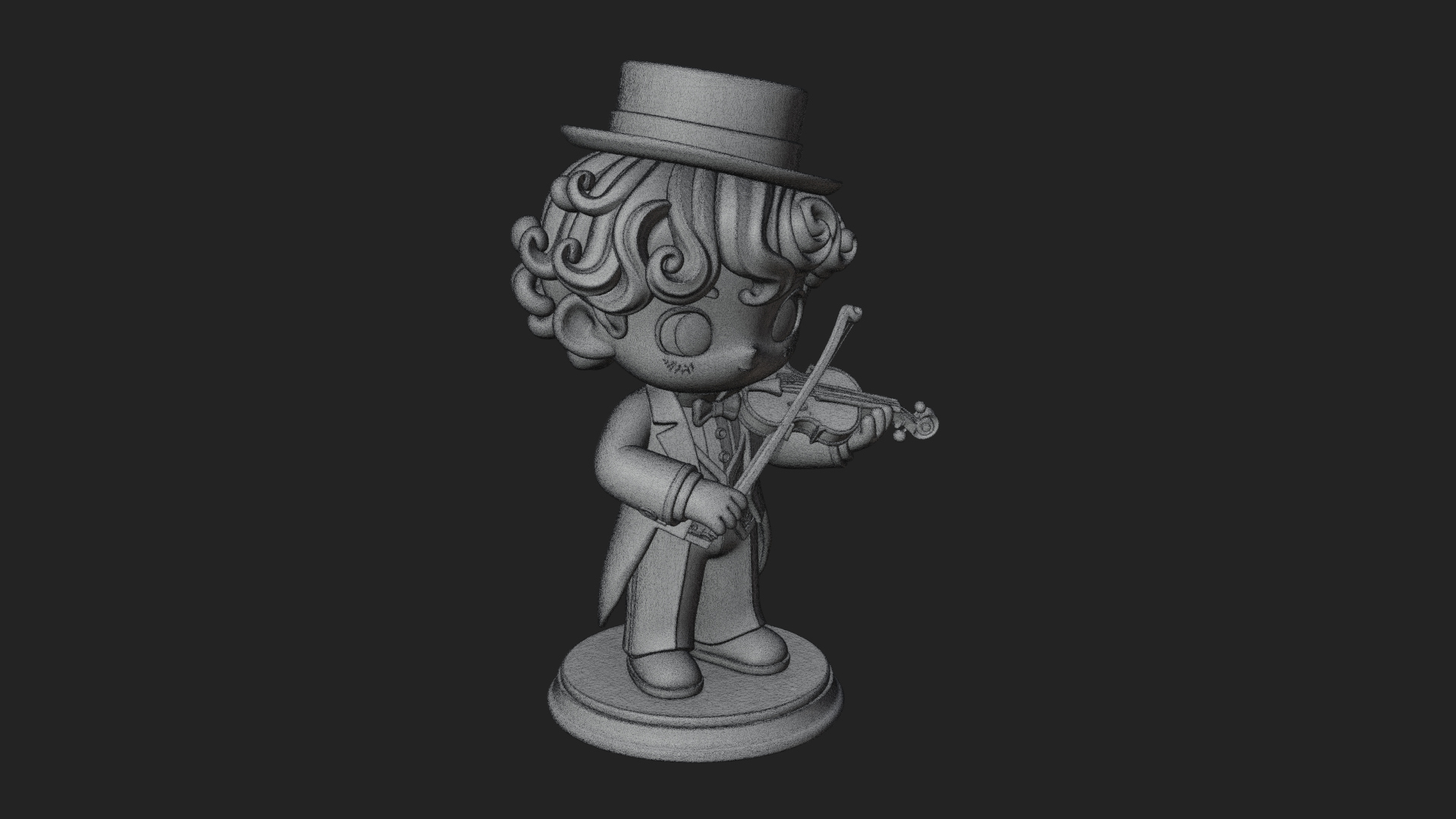 Chibi Violin Player Statue Design 1 3D Print Model 3D Model