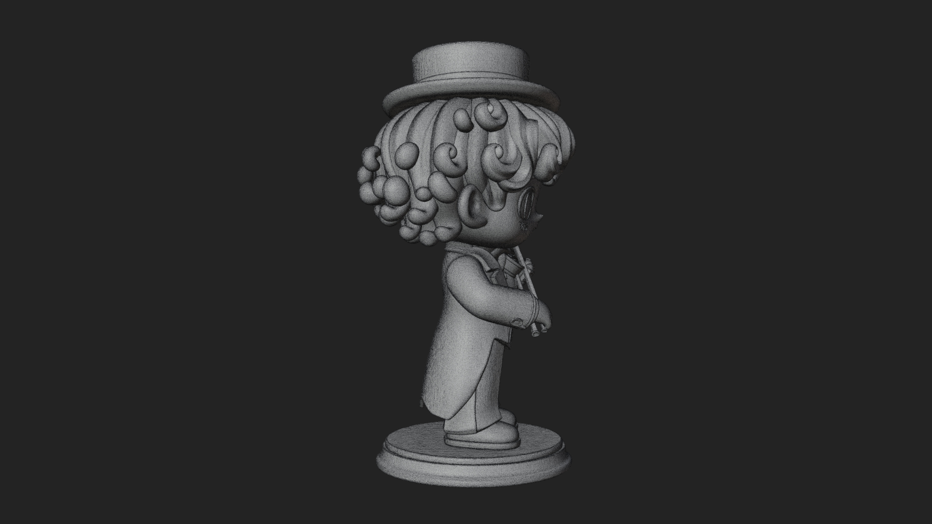 Chibi Violin Player Statue Design 1 3D Print Model 3D Model