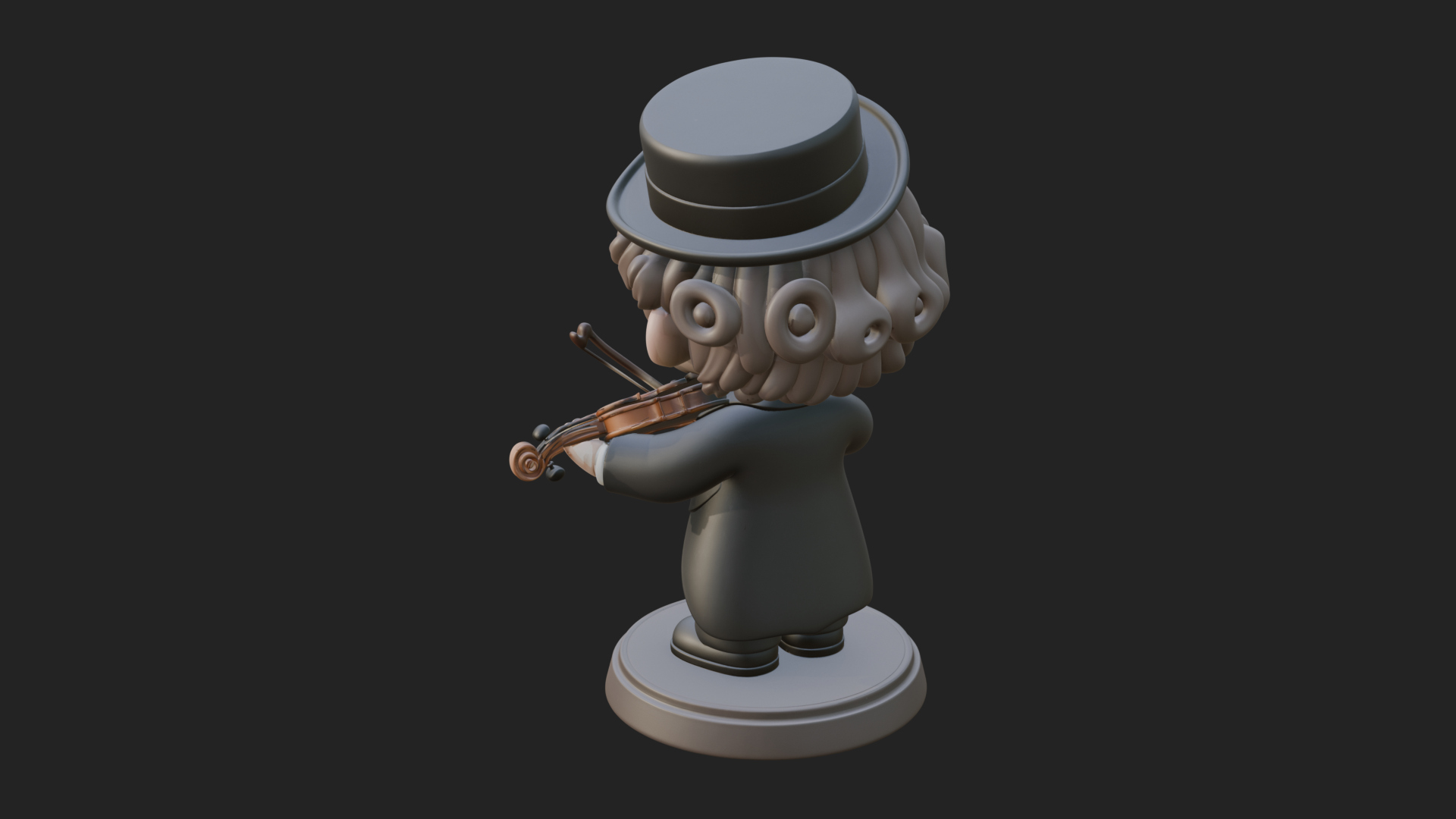 Chibi Violin Player Statue Design 2 3D Print Model 3D Model