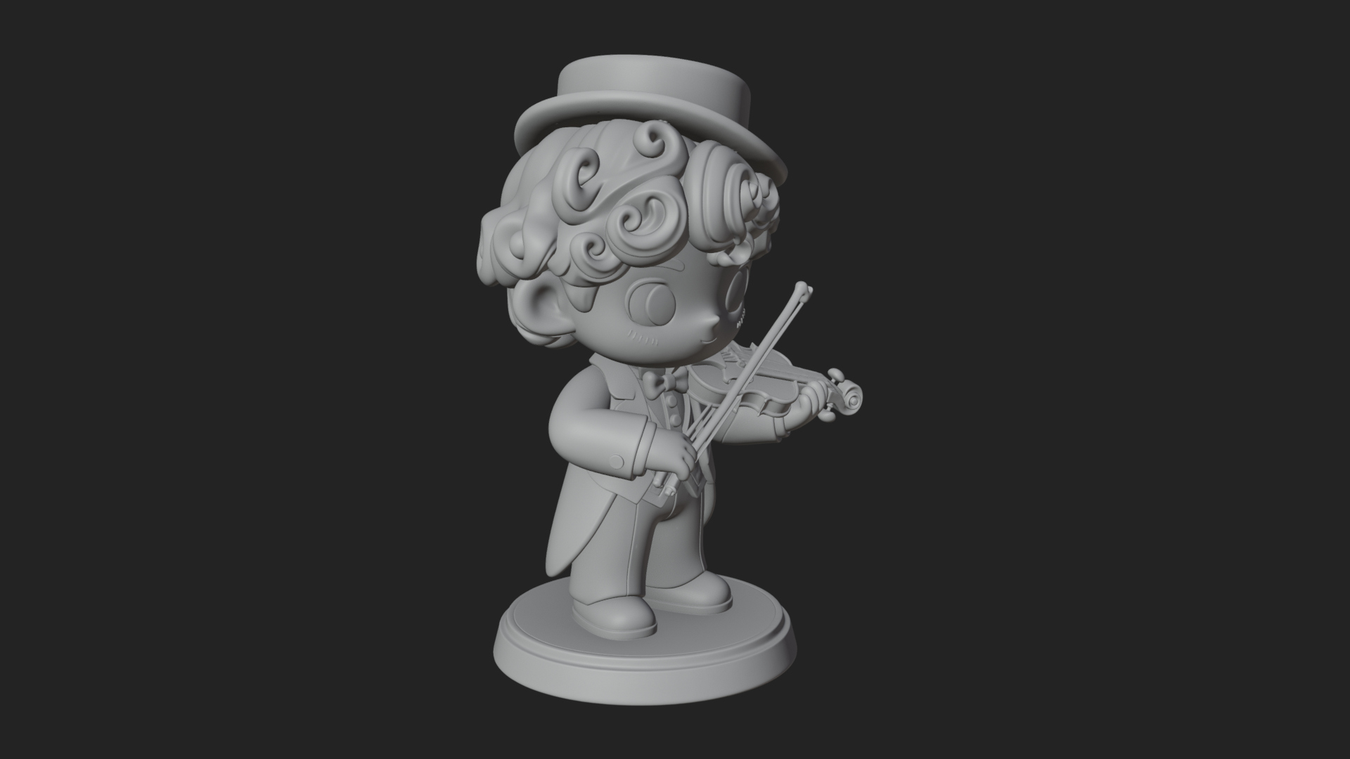 Chibi Violin Player Statue Design 2 3D Print Model 3D Model