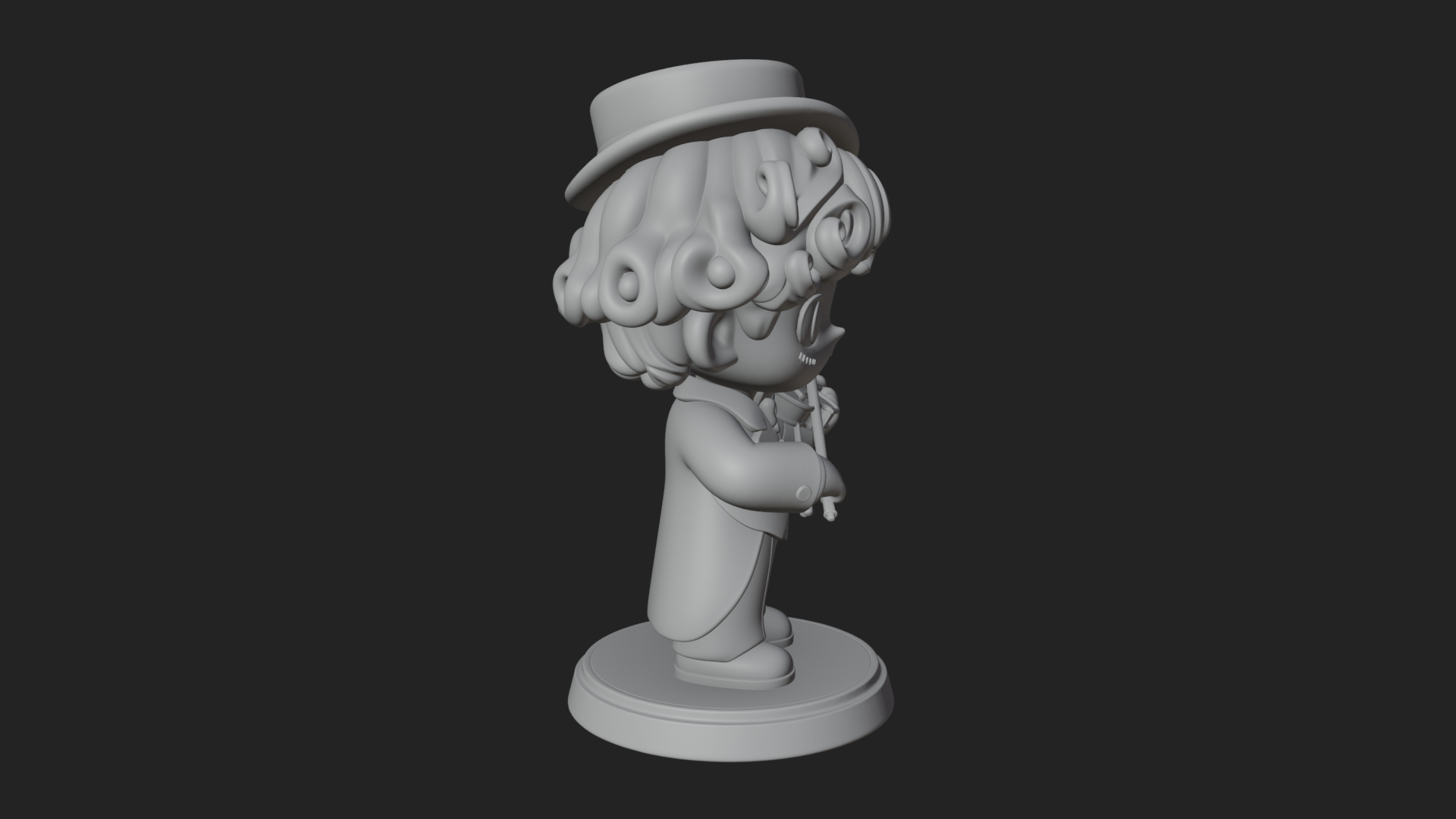 Chibi Violin Player Statue Design 2 3D Print Model 3D Model