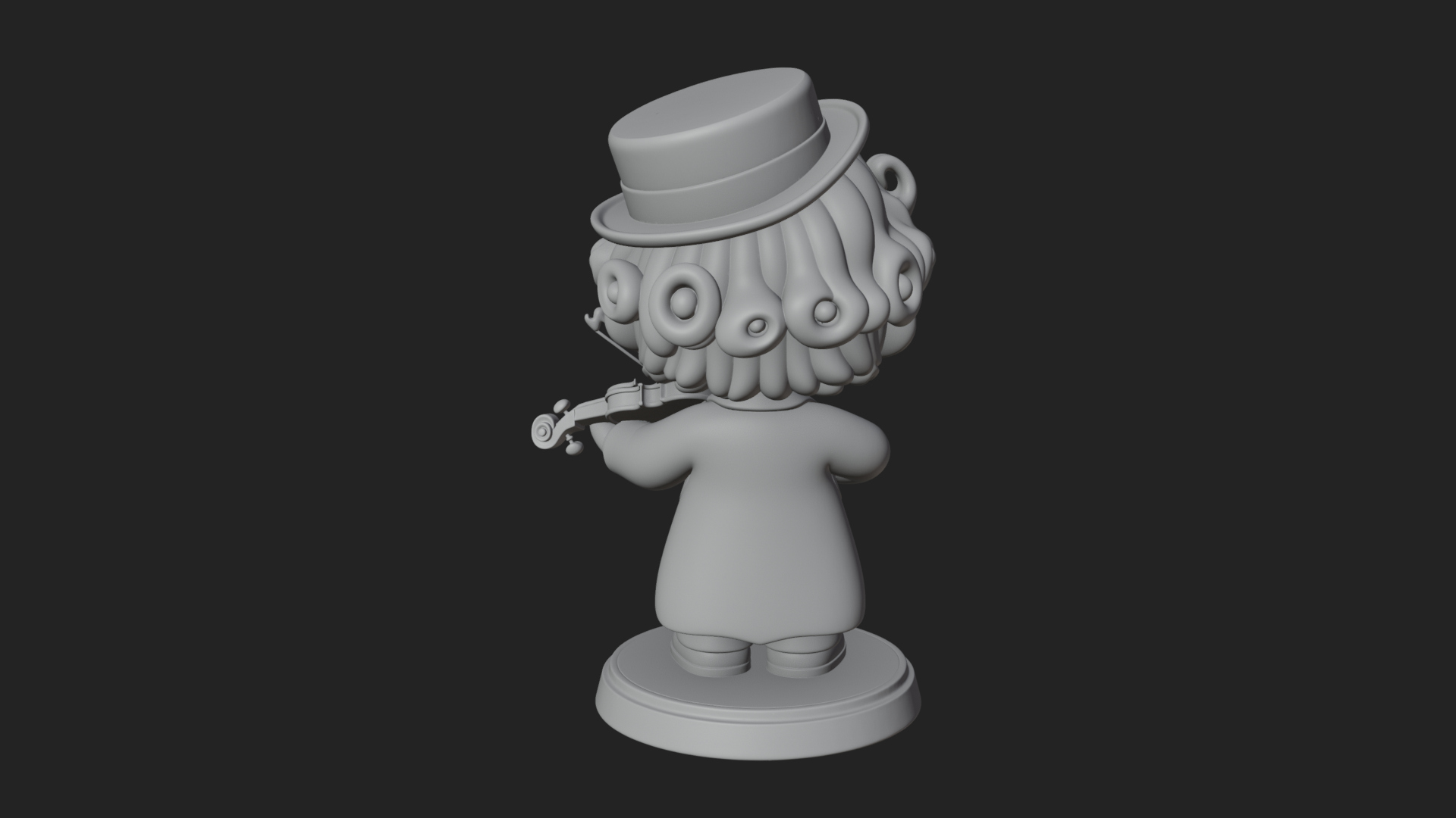 Chibi Violin Player Statue Design 2 3D Print Model 3D Model