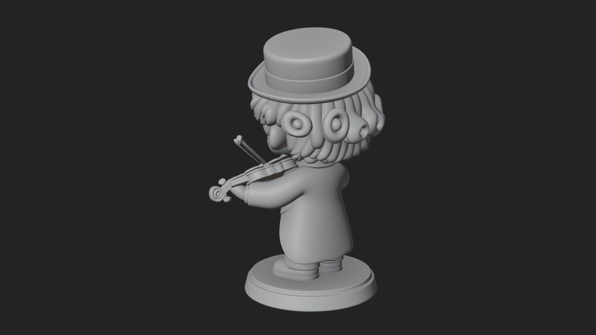 Chibi Violin Player Statue Design 2 3D Print Model 3D Model
