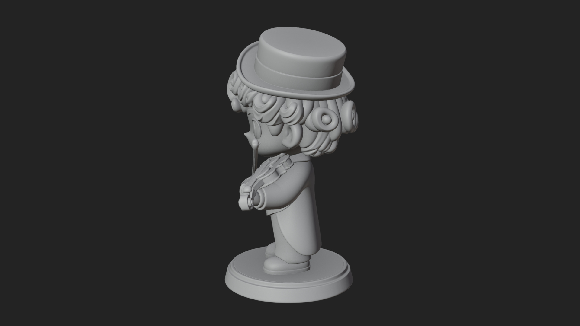 Chibi Violin Player Statue Design 2 3D Print Model 3D Model