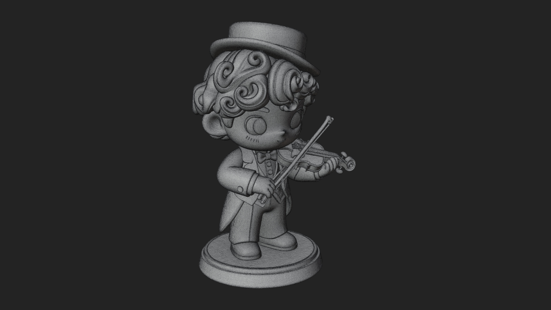 Chibi Violin Player Statue Design 2 3D Print Model 3D Model