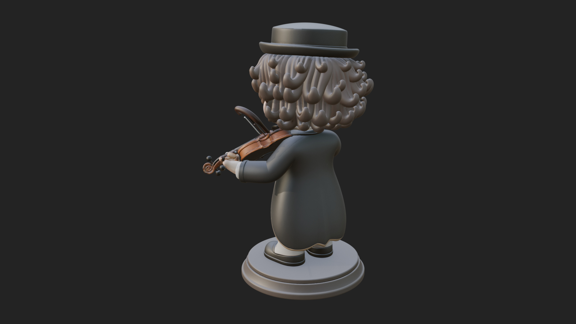 Chibi Violin Player Statue Design 3 3D Print Model 3D Model