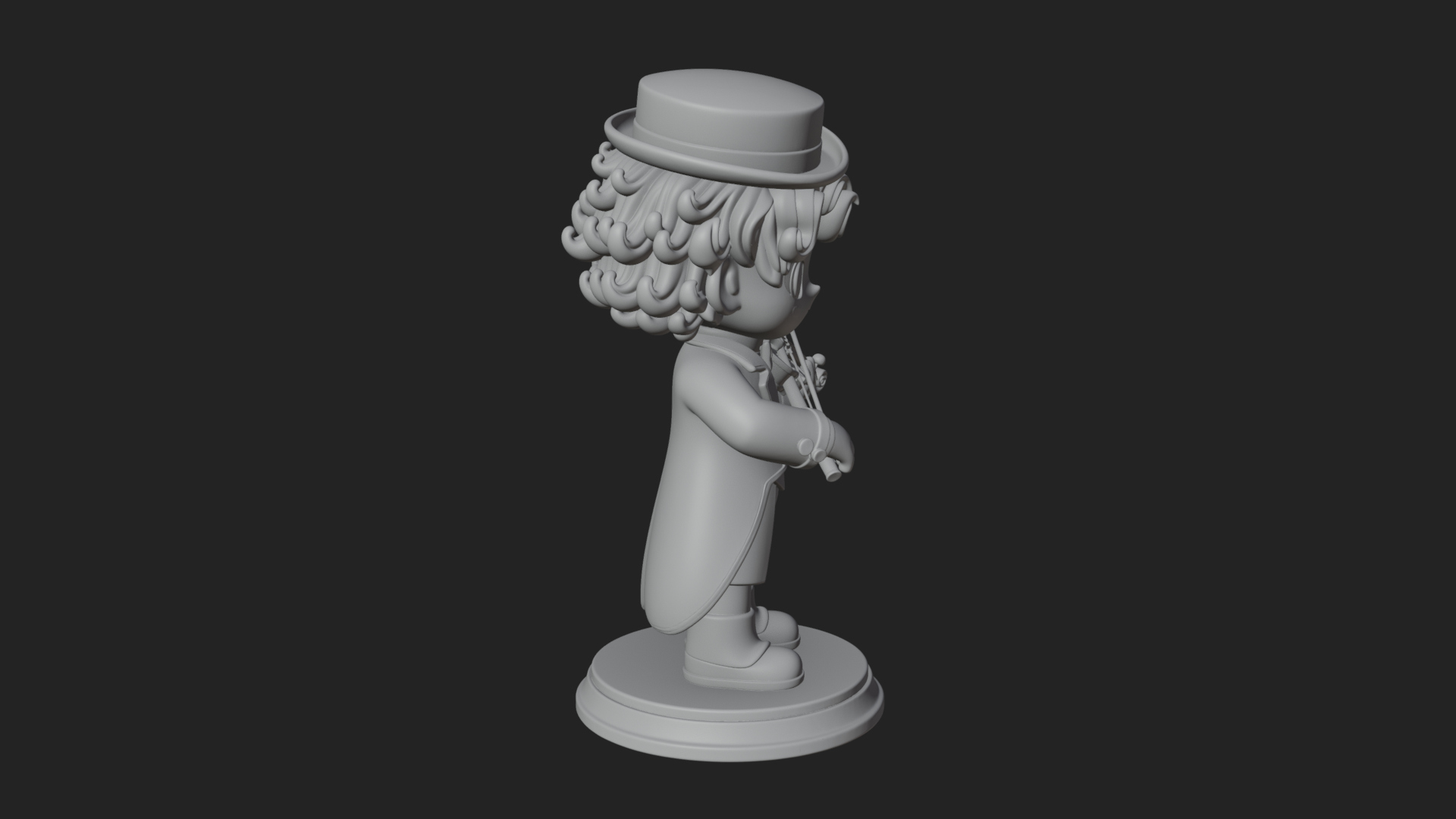 Chibi Violin Player Statue Design 3 3D Print Model 3D Model