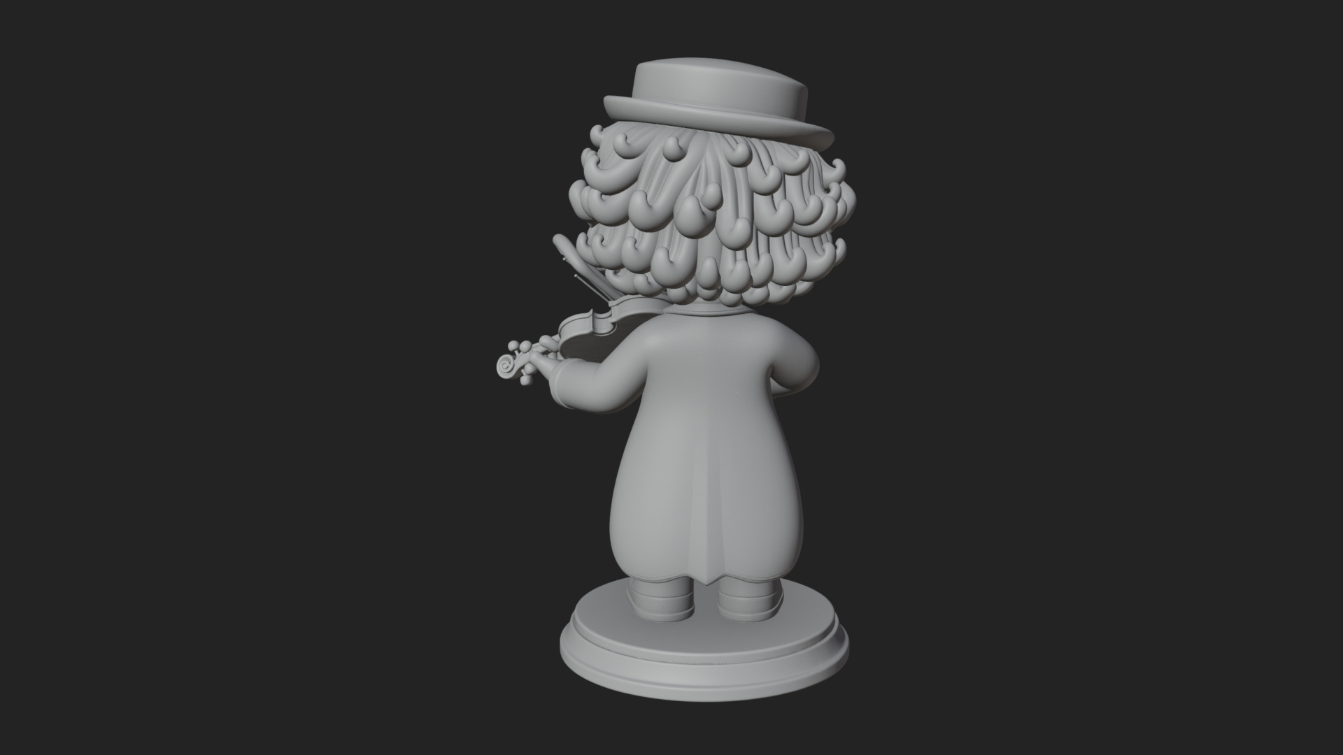Chibi Violin Player Statue Design 3 3D Print Model 3D Model