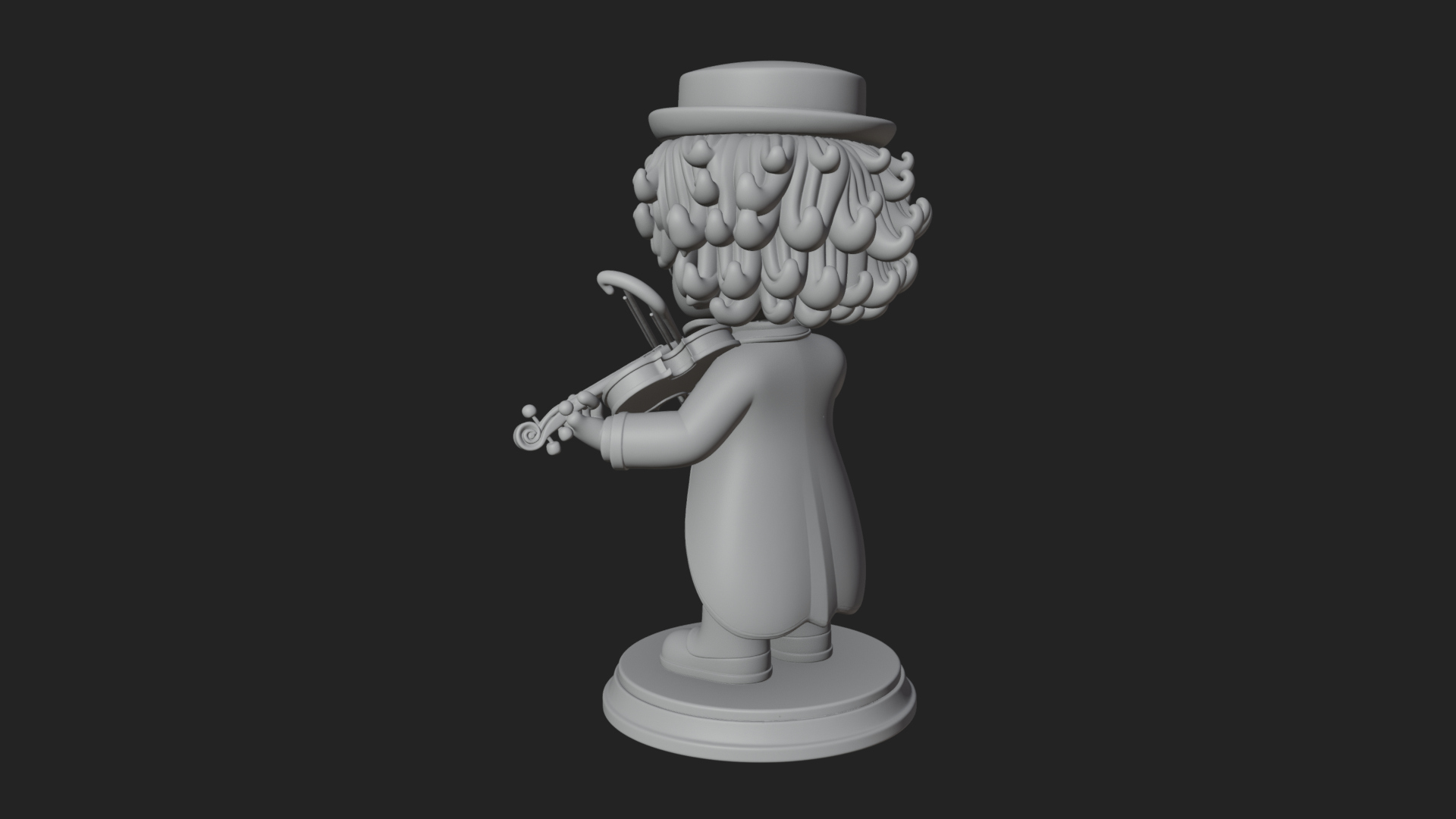 Chibi Violin Player Statue Design 3 3D Print Model 3D Model