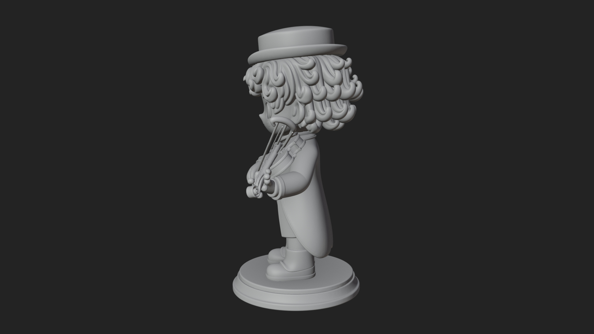Chibi Violin Player Statue Design 3 3D Print Model 3D Model