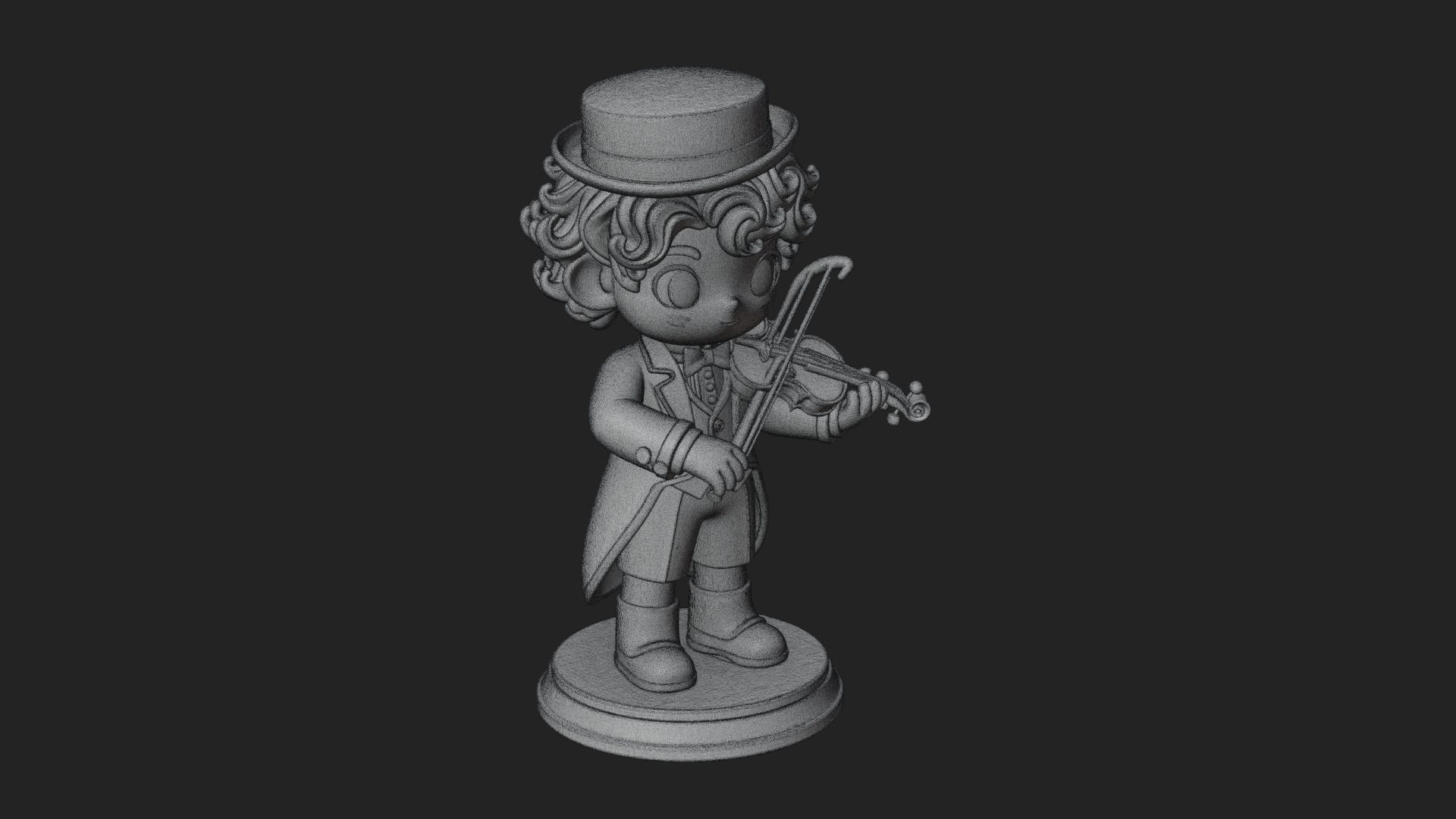 Chibi Violin Player Statue Design 3 3D Print Model 3D Model