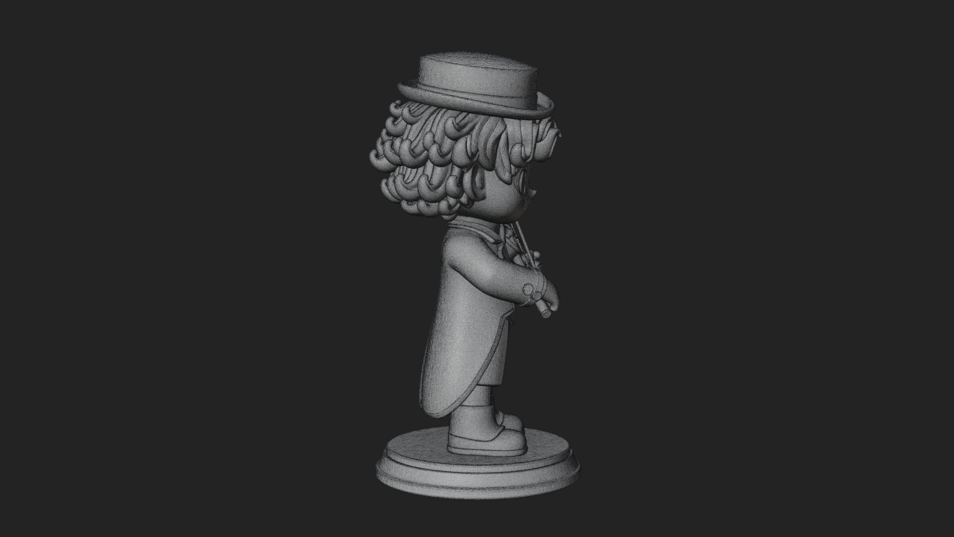 Chibi Violin Player Statue Design 3 3D Print Model 3D Model