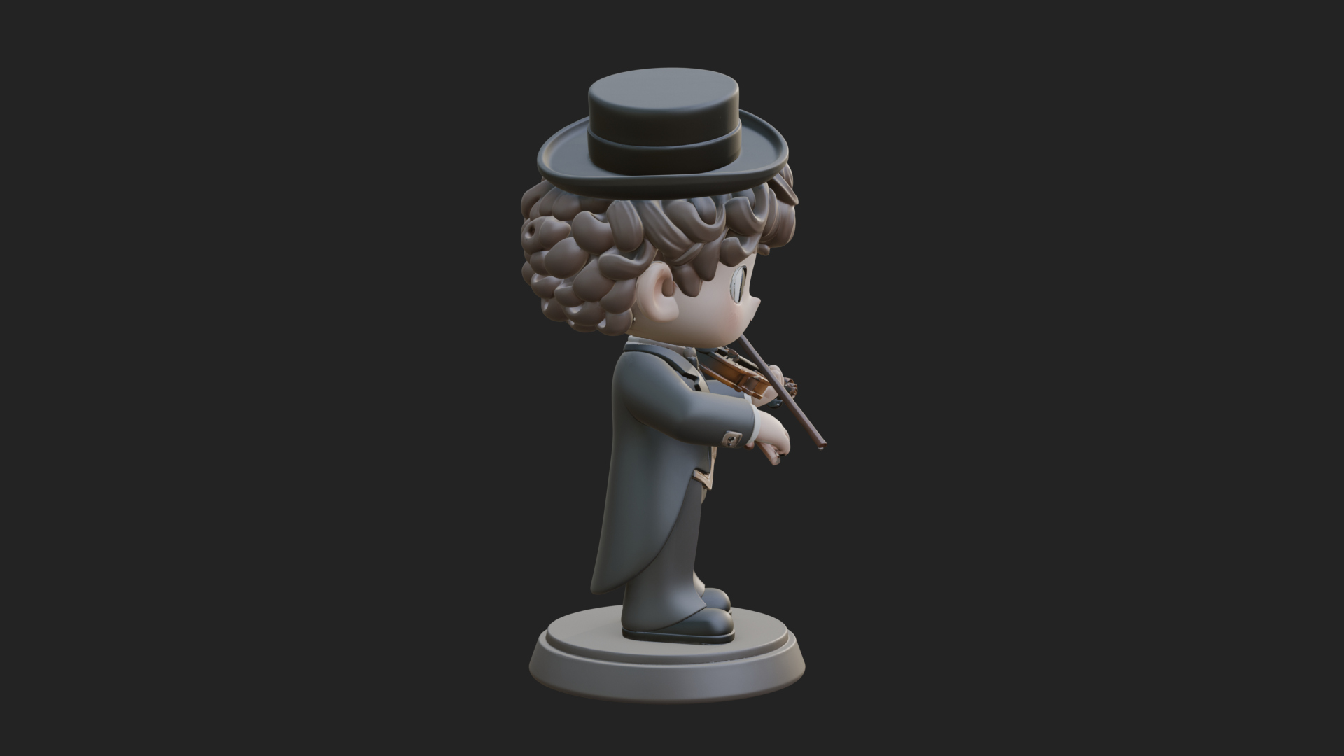 Chibi Violin Player Statue Design 4 3D Print Model 3D Model