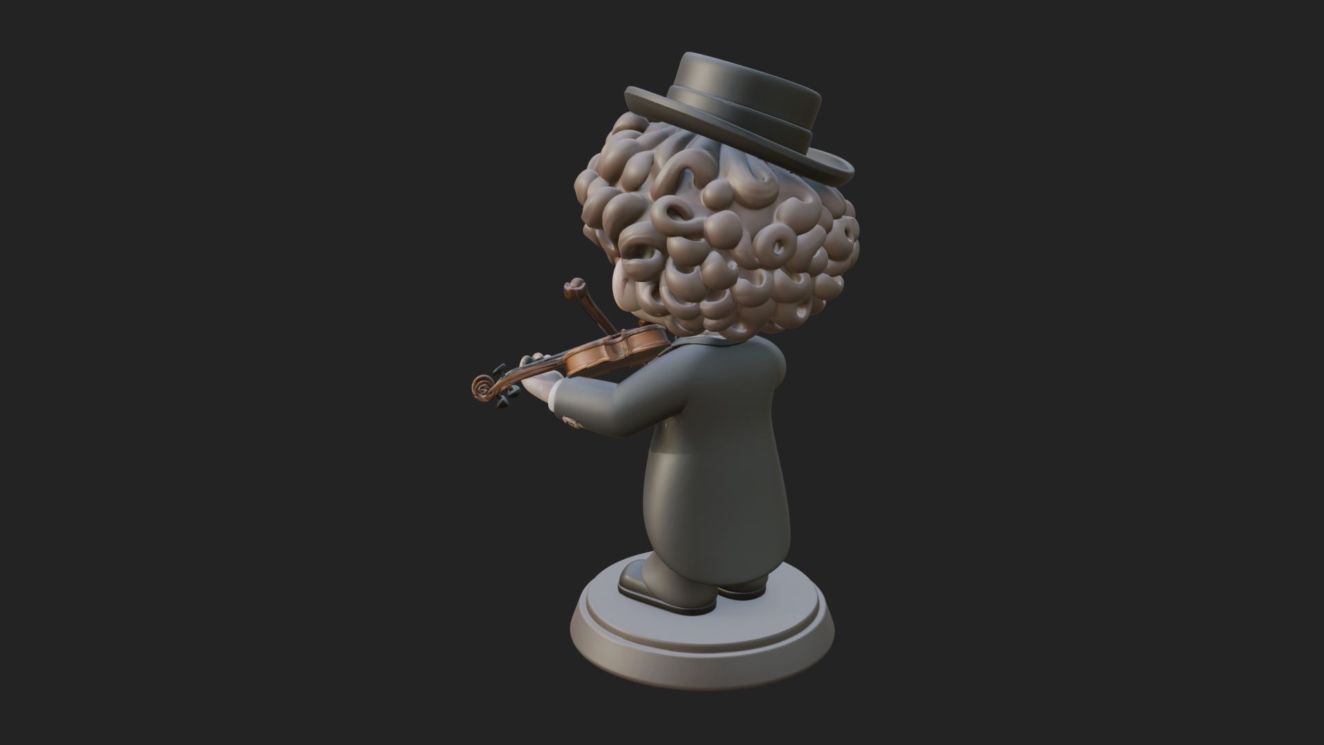 Chibi Violin Player Statue Design 4 3D Print Model 3D Model