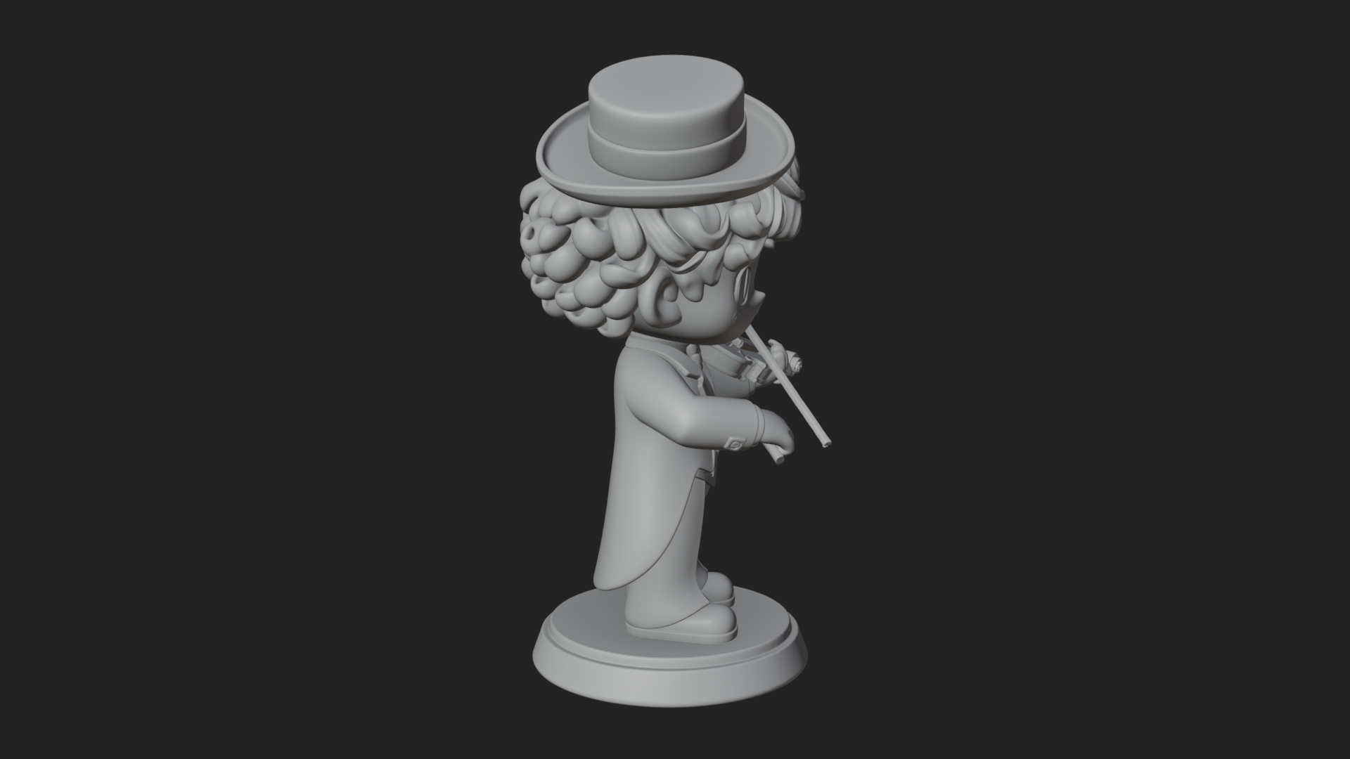 Chibi Violin Player Statue Design 4 3D Print Model 3D Model