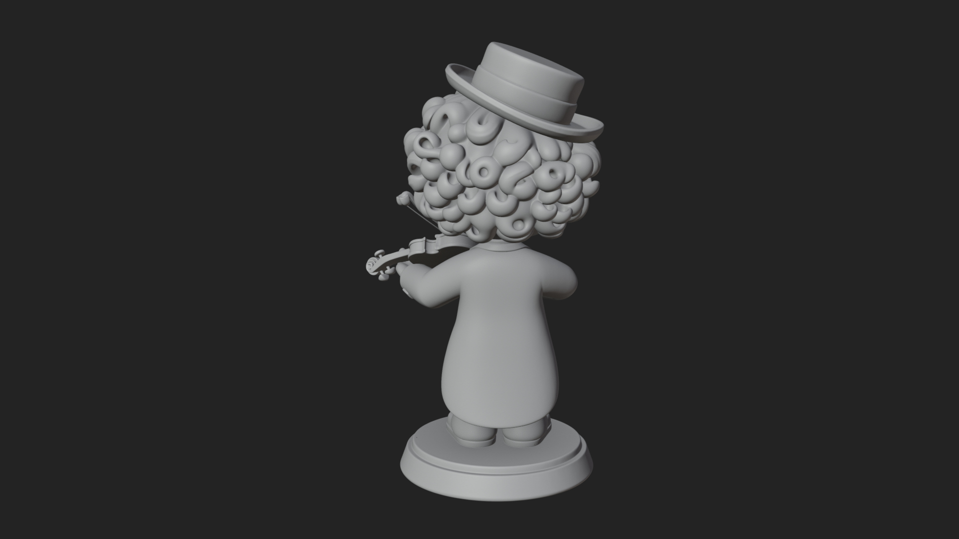 Chibi Violin Player Statue Design 4 3D Print Model 3D Model