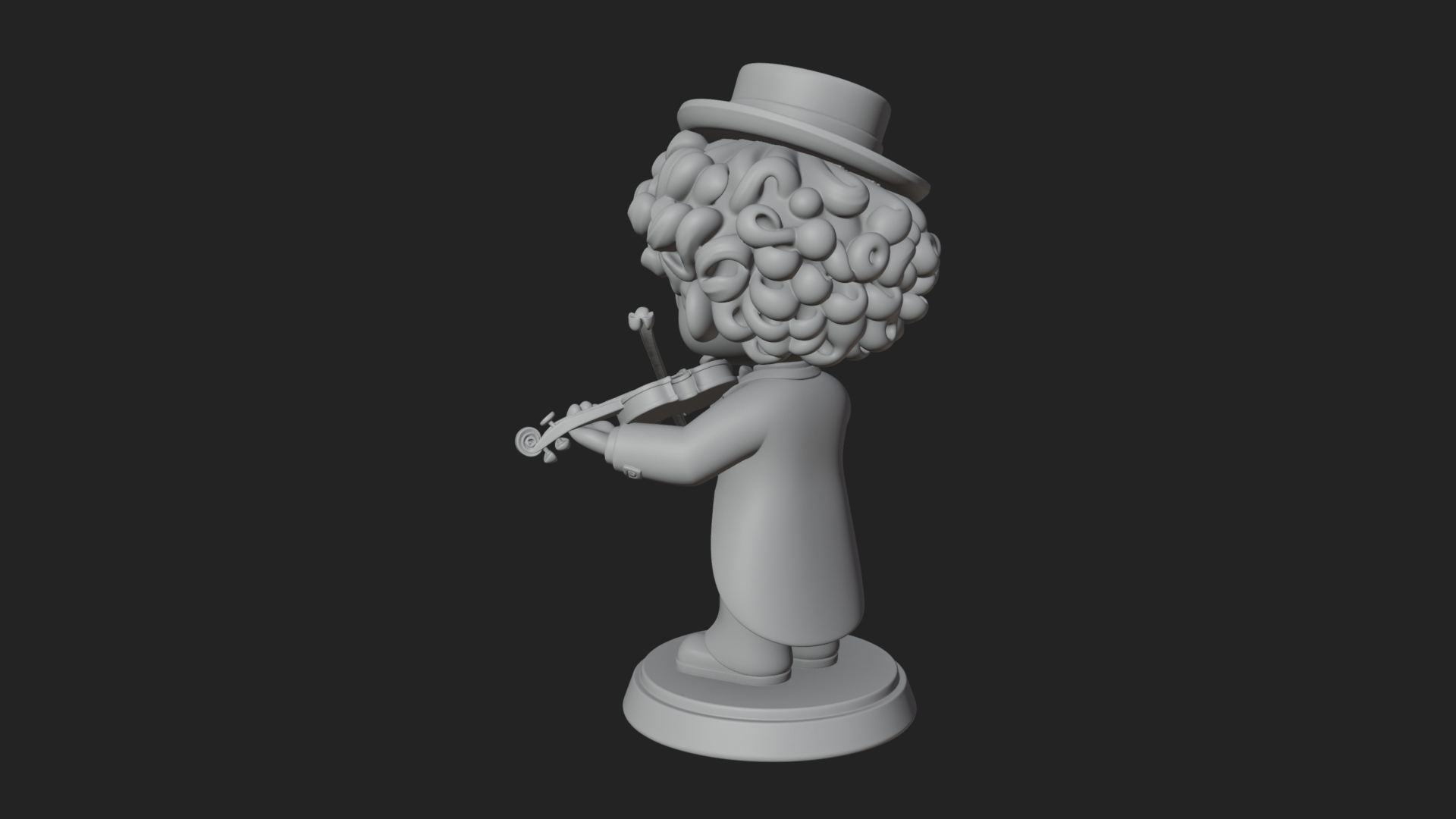 Chibi Violin Player Statue Design 4 3D Print Model 3D Model