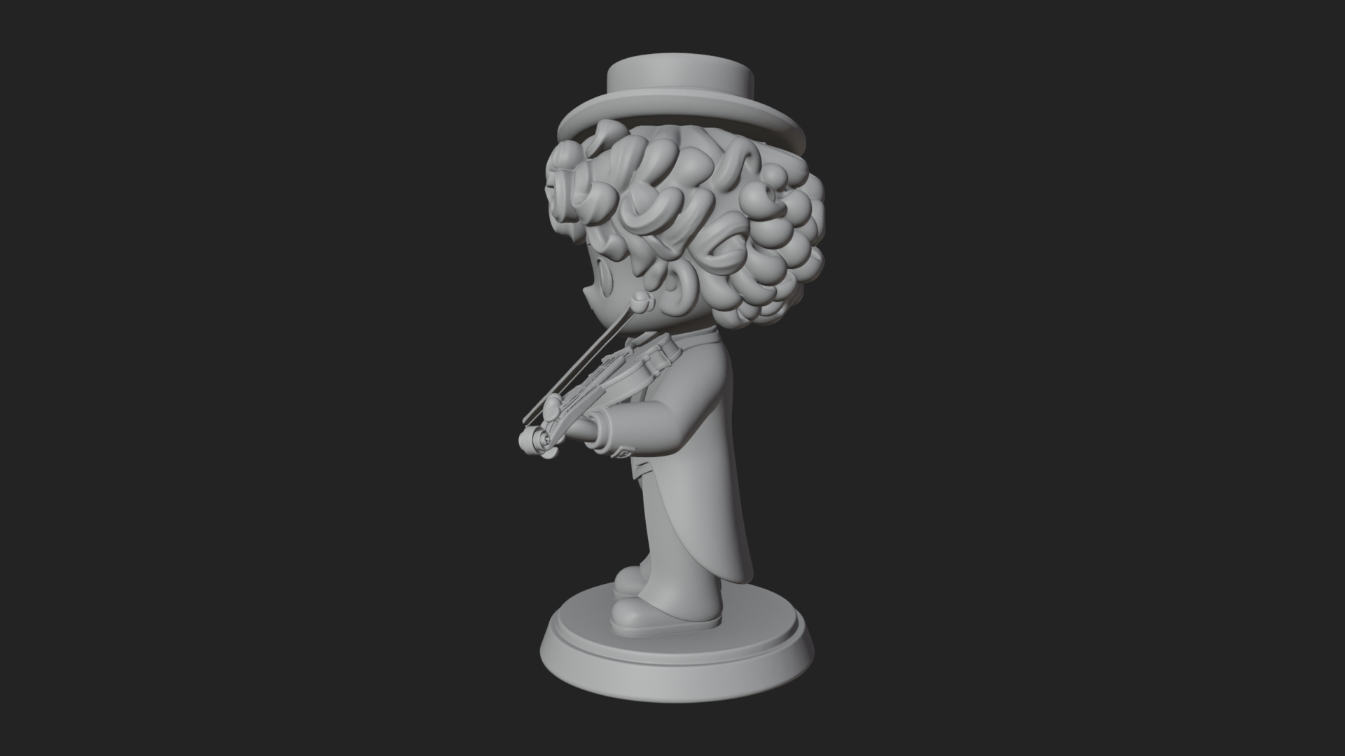 Chibi Violin Player Statue Design 4 3D Print Model 3D Model