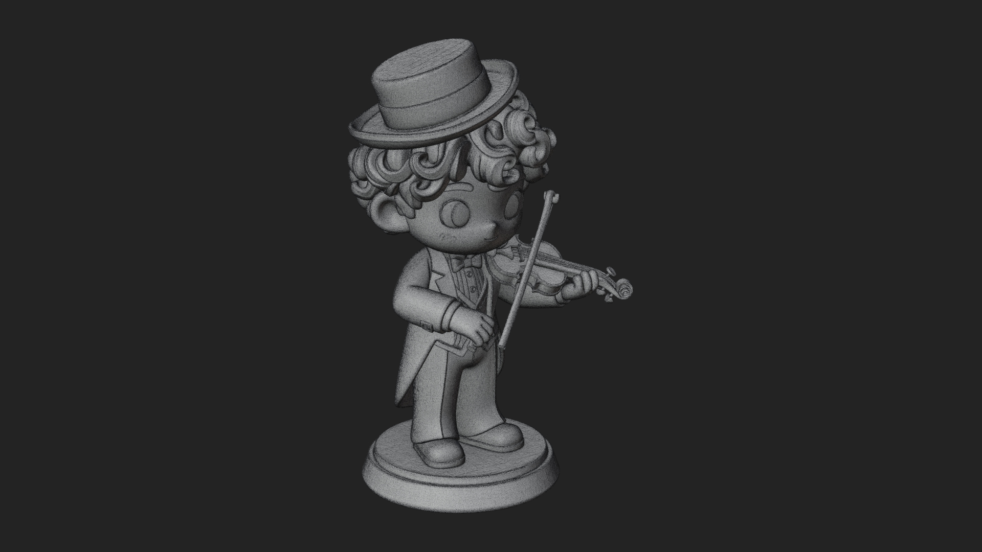 Chibi Violin Player Statue Design 4 3D Print Model 3D Model