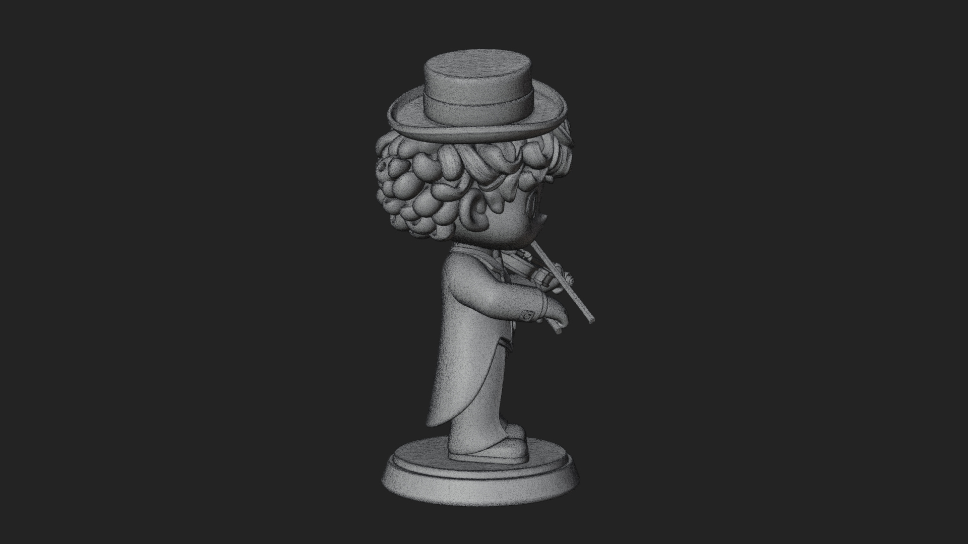 Chibi Violin Player Statue Design 4 3D Print Model 3D Model