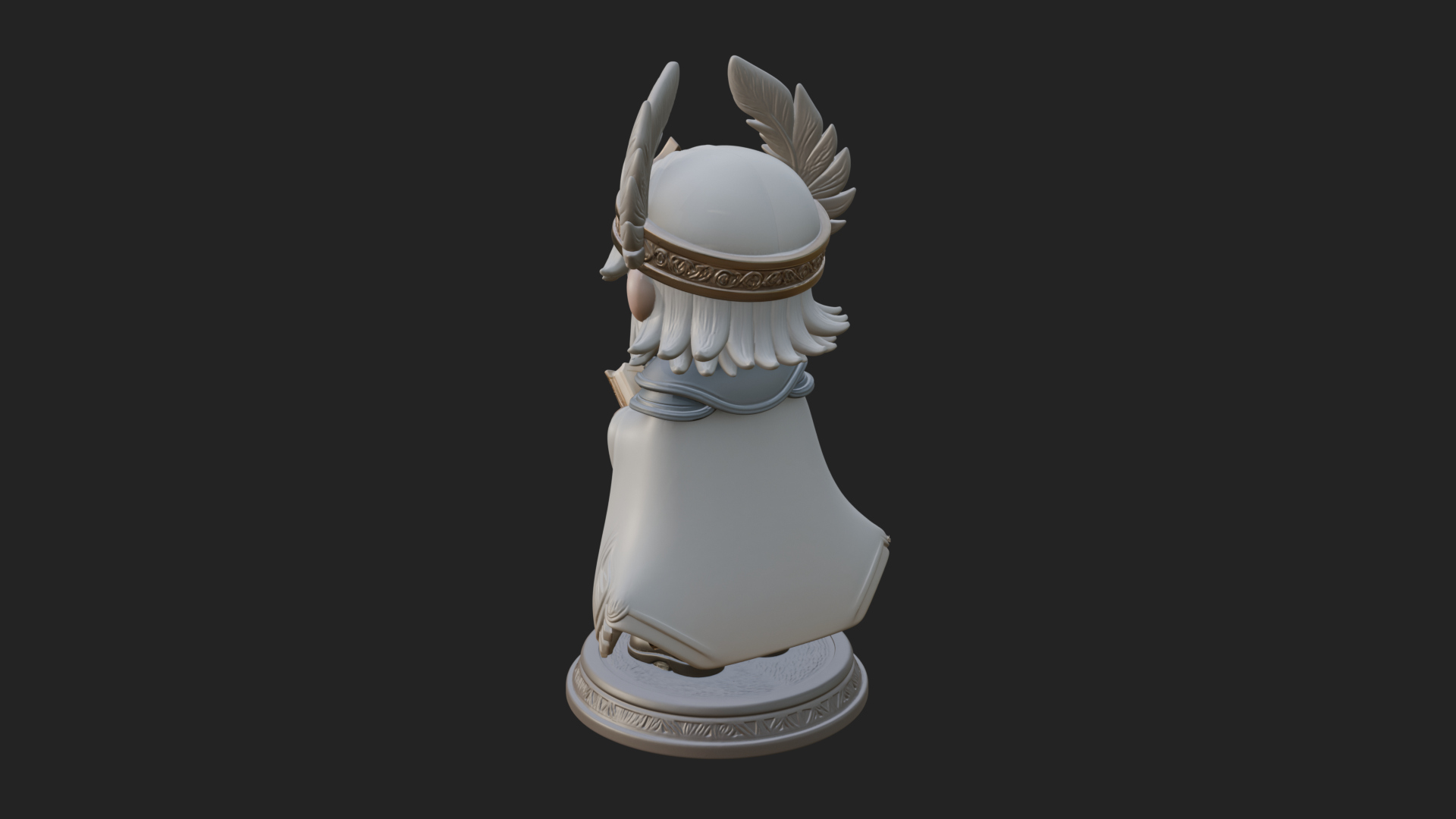 Chibi Winged Helm Mage Statue Design 1 3D Print Model 3D Model
