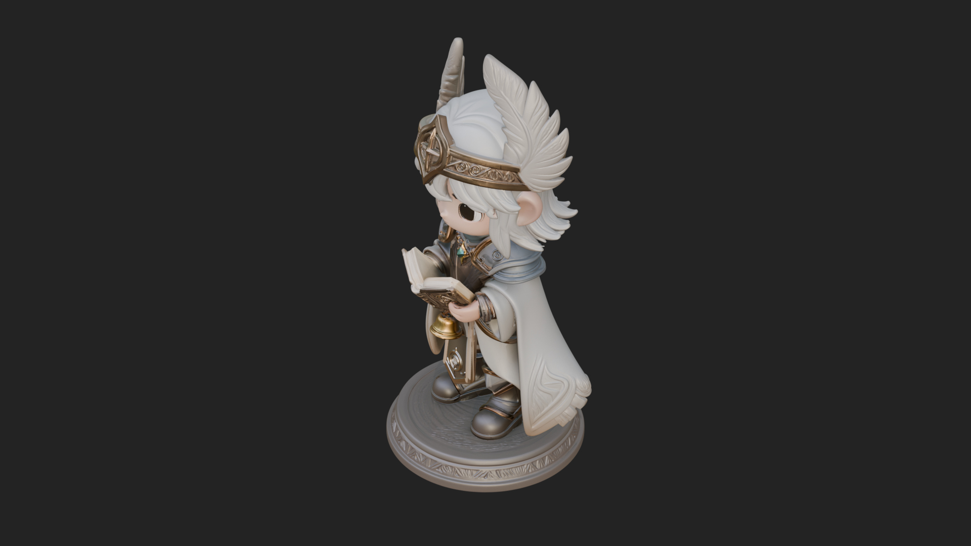Chibi Winged Helm Mage Statue Design 1 3D Print Model 3D Model