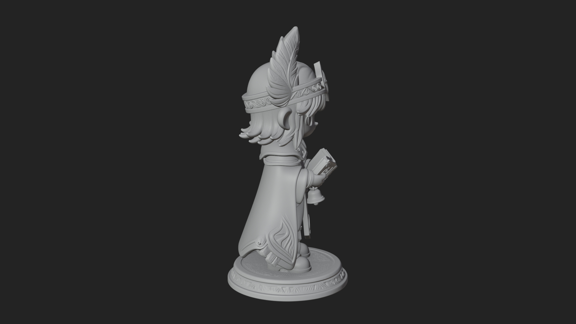 Chibi Winged Helm Mage Statue Design 1 3D Print Model 3D Model