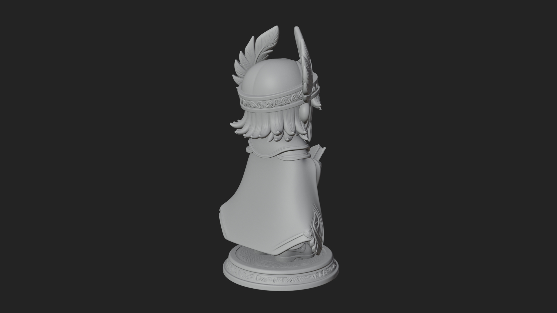 Chibi Winged Helm Mage Statue Design 1 3D Print Model 3D Model