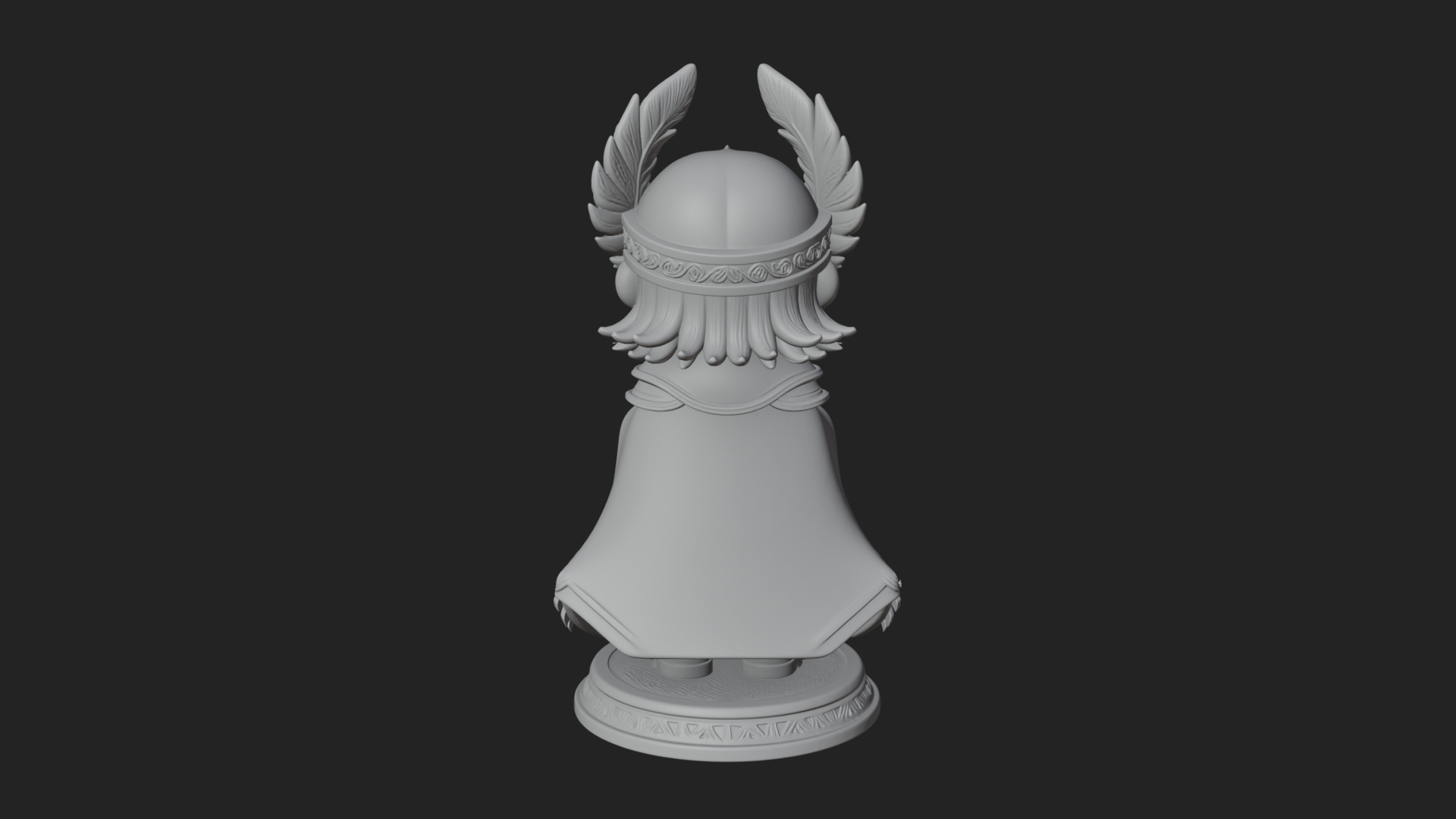 Chibi Winged Helm Mage Statue Design 1 3D Print Model 3D Model