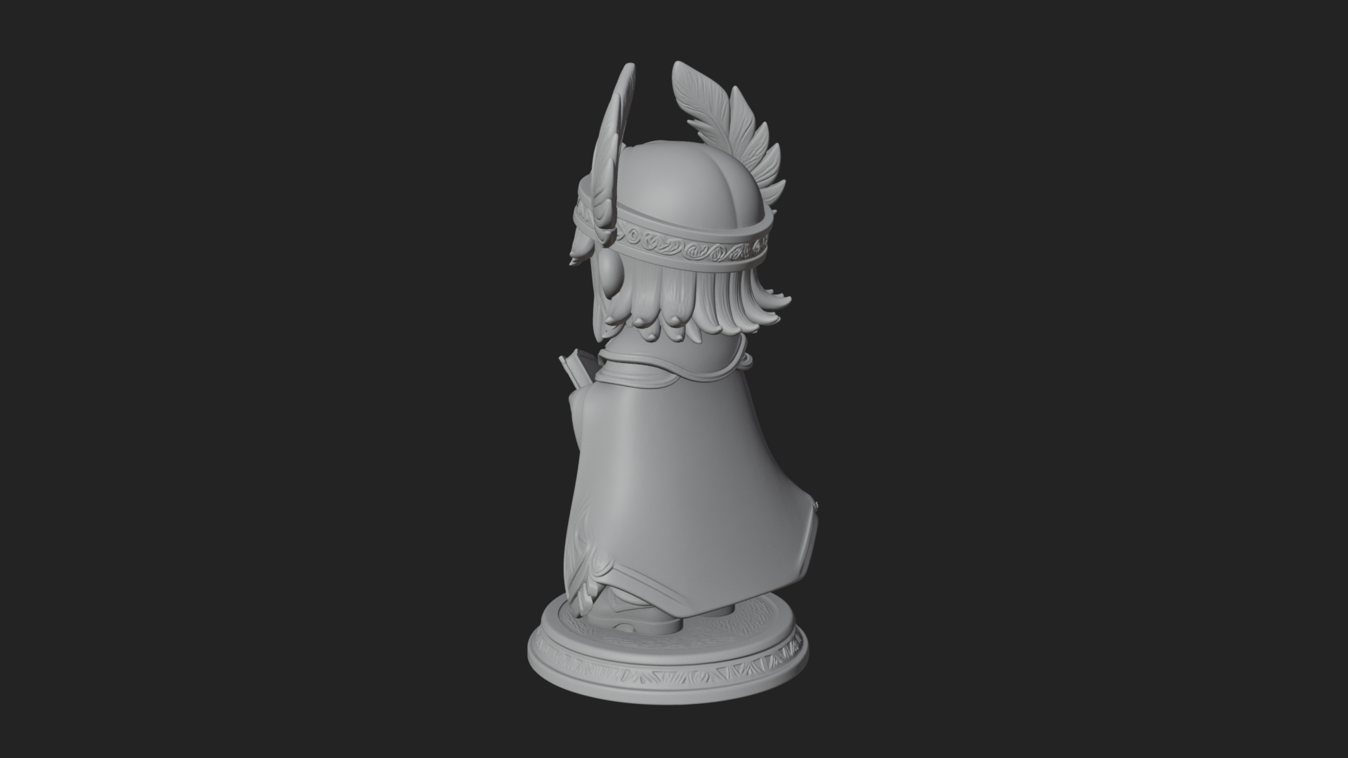 Chibi Winged Helm Mage Statue Design 1 3D Print Model 3D Model