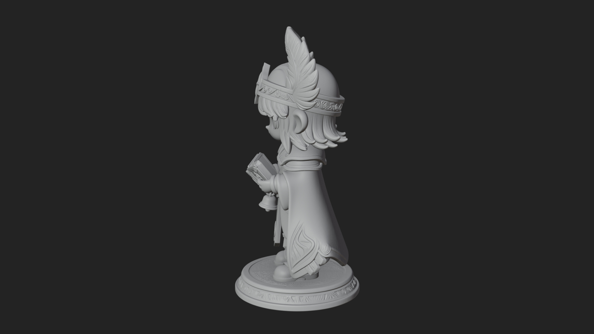 Chibi Winged Helm Mage Statue Design 1 3D Print Model 3D Model