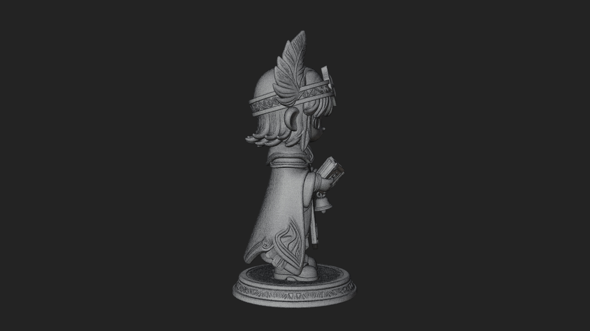 Chibi Winged Helm Mage Statue Design 1 3D Print Model 3D Model