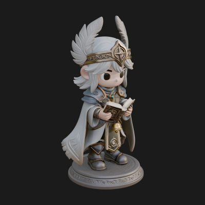 Chibi Winged Helm Mage Statue Design 1 3D Print Model