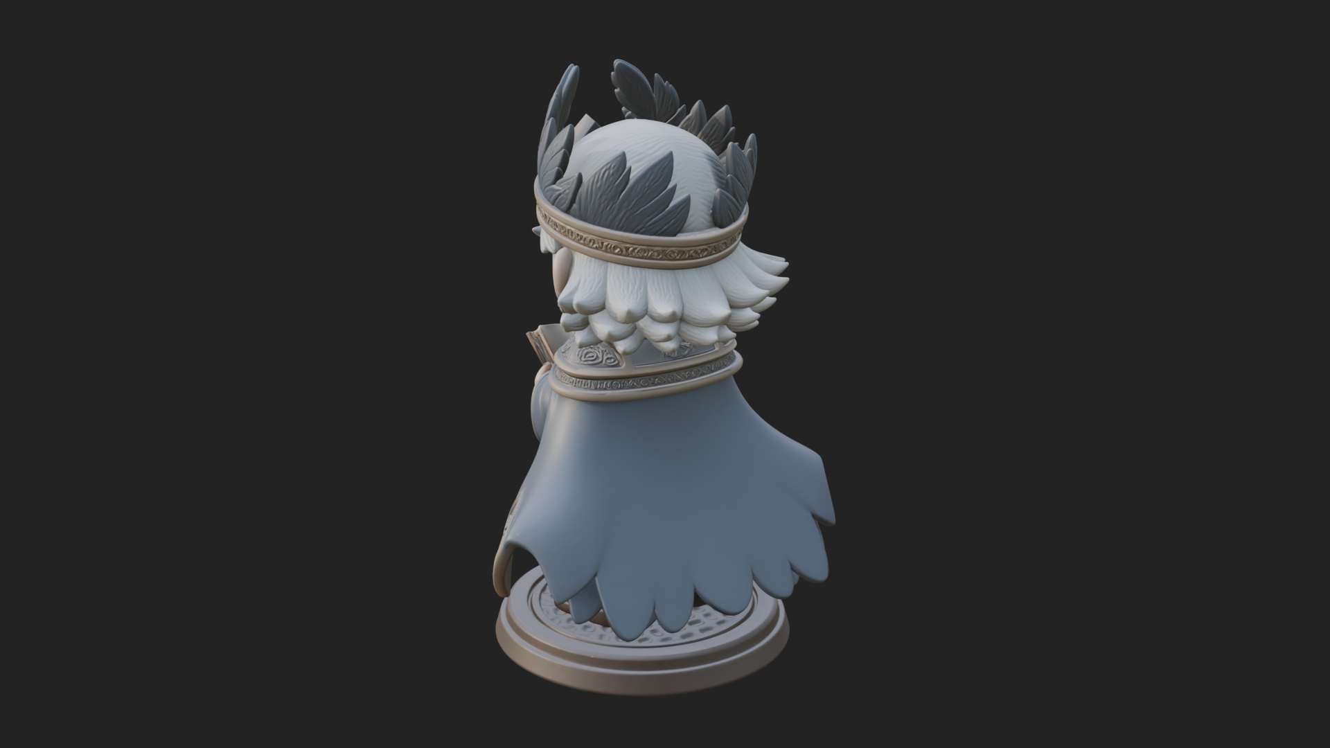 Chibi Winged Helm Mage Statue Design 2 3D Print Model 3D Model