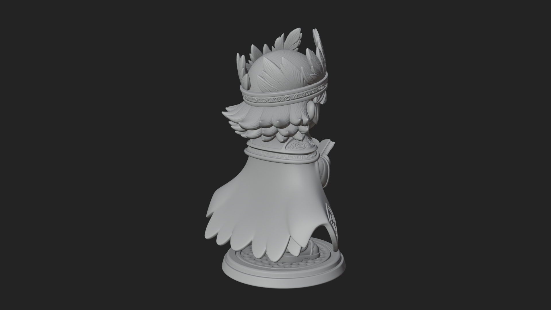 Chibi Winged Helm Mage Statue Design 2 3D Print Model 3D Model