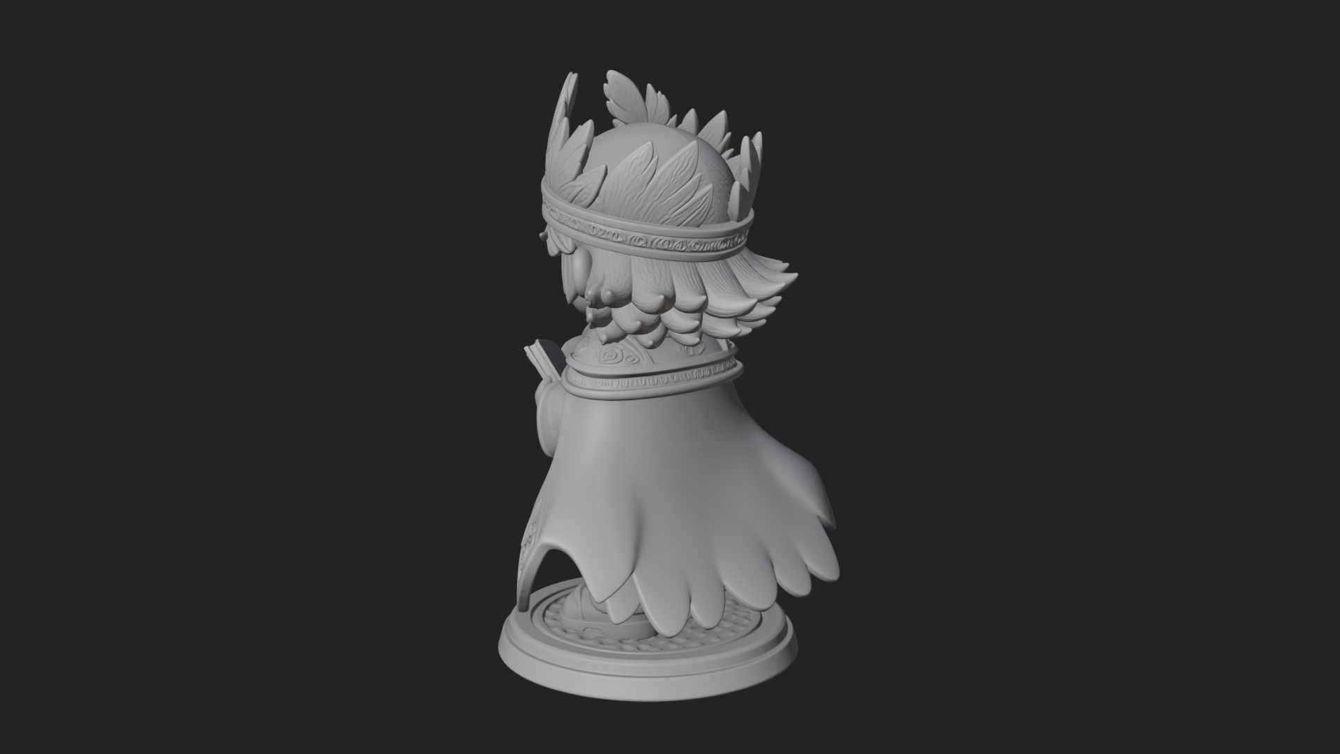 Chibi Winged Helm Mage Statue Design 2 3D Print Model 3D Model