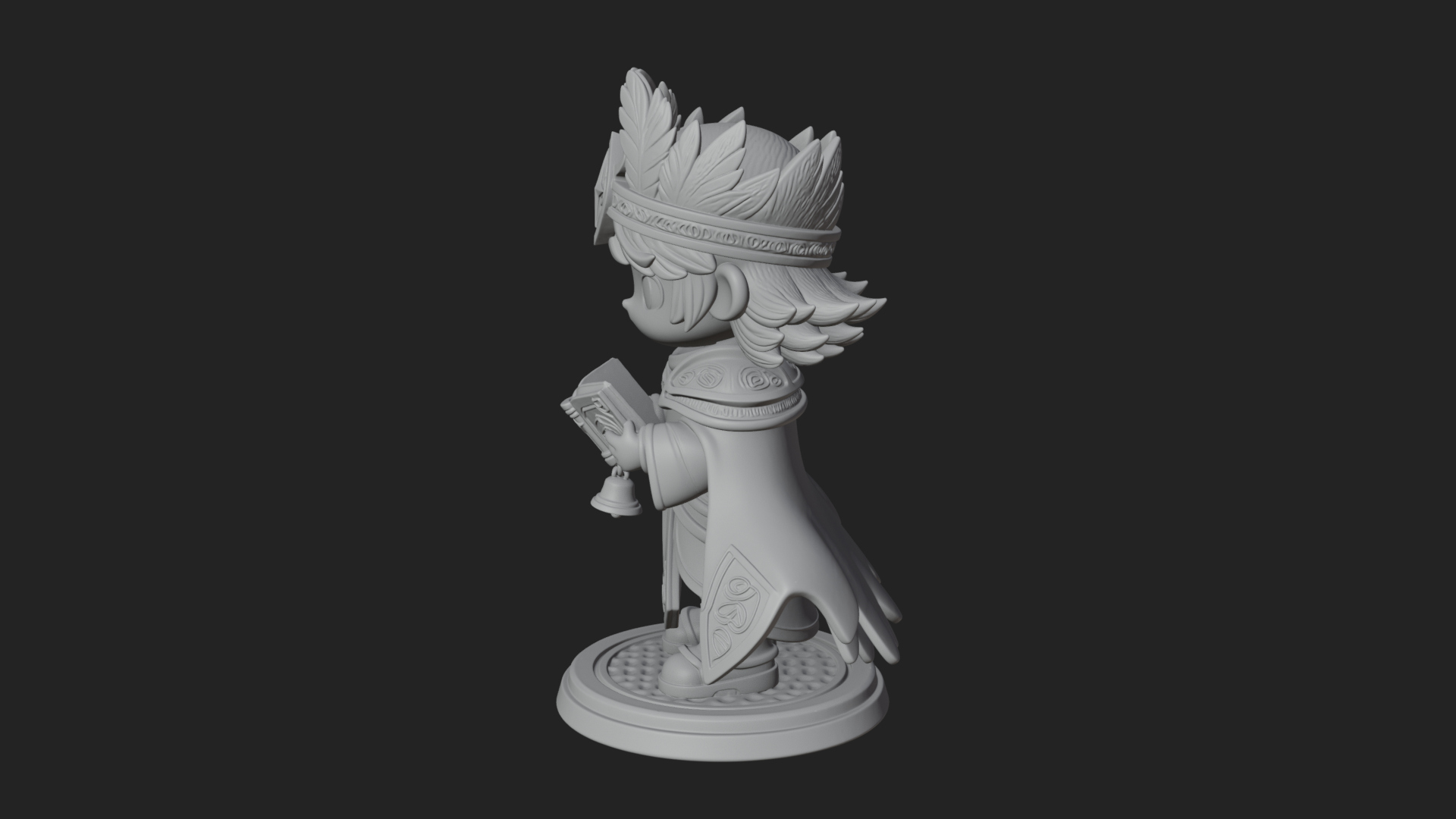 Chibi Winged Helm Mage Statue Design 2 3D Print Model 3D Model