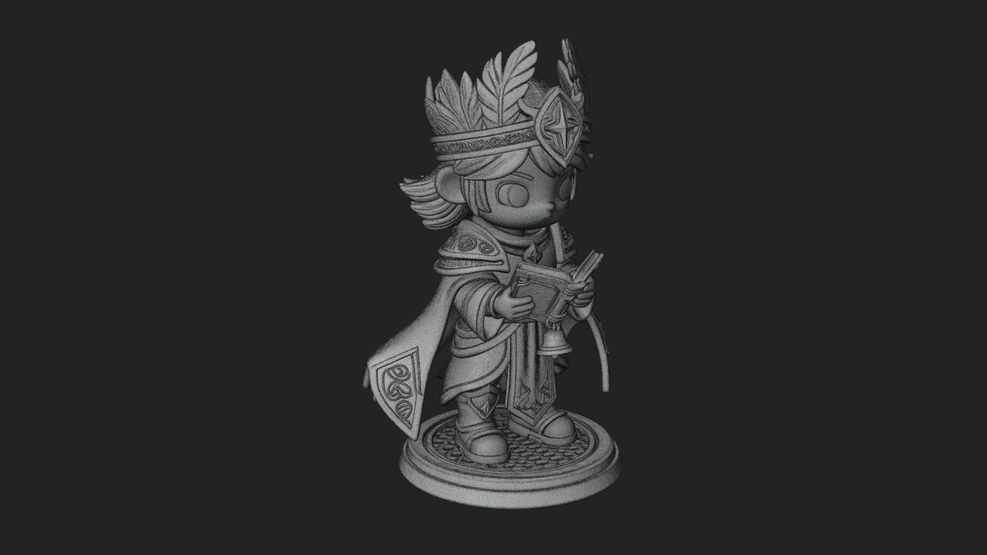 Chibi Winged Helm Mage Statue Design 2 3D Print Model 3D Model