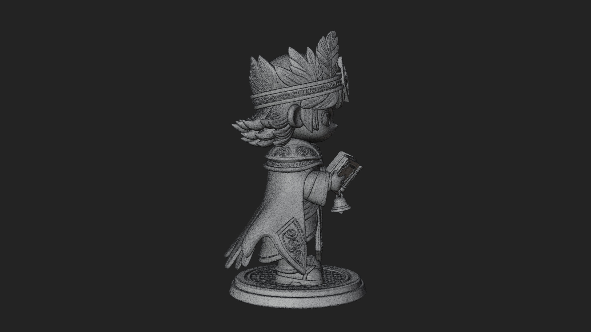 Chibi Winged Helm Mage Statue Design 2 3D Print Model 3D Model