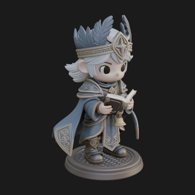 Chibi Winged Helm Mage Statue Design 2 3D Print Model