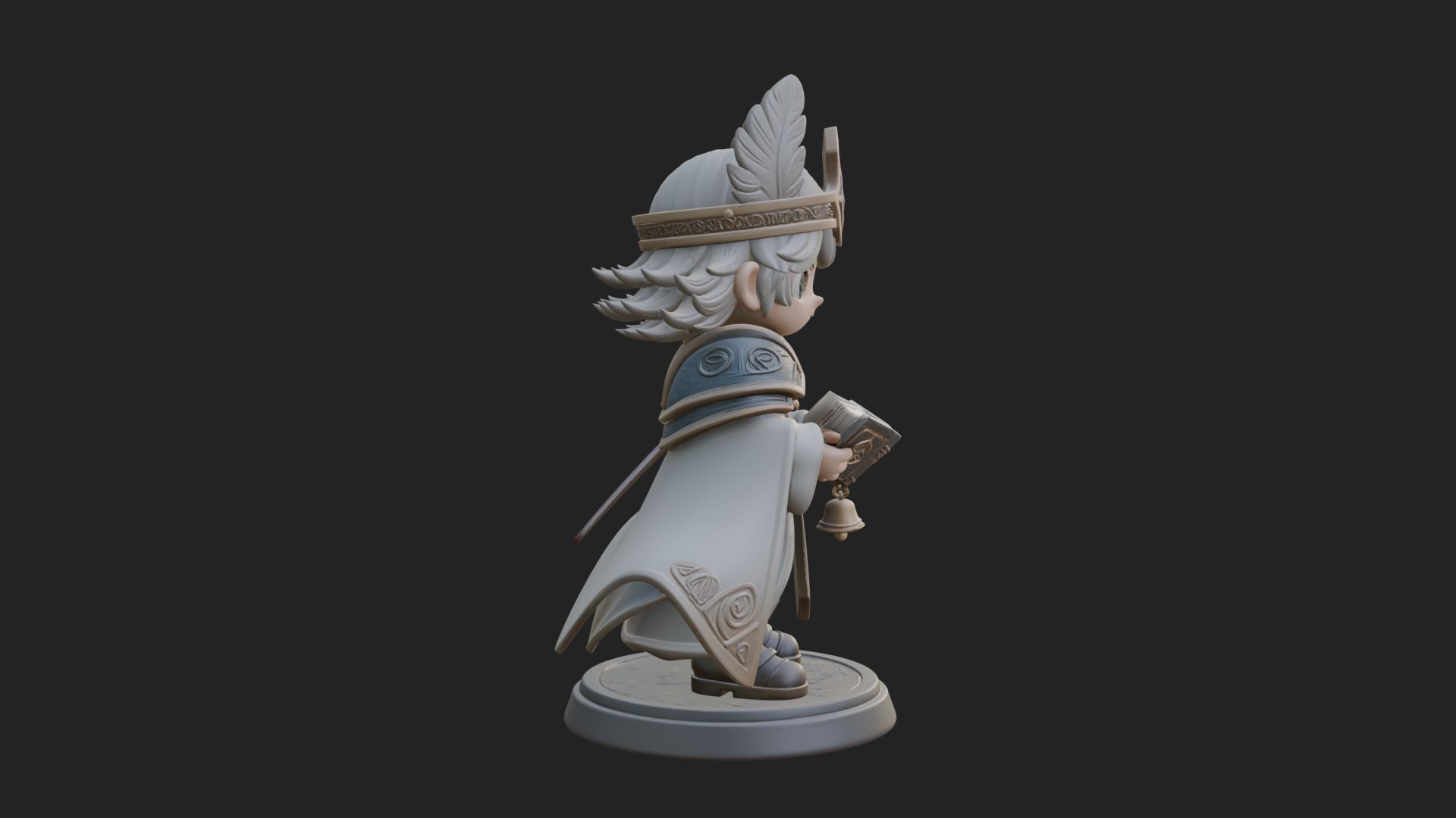 Chibi Winged Helm Mage Statue Design 3 3D Print Model 3D Model
