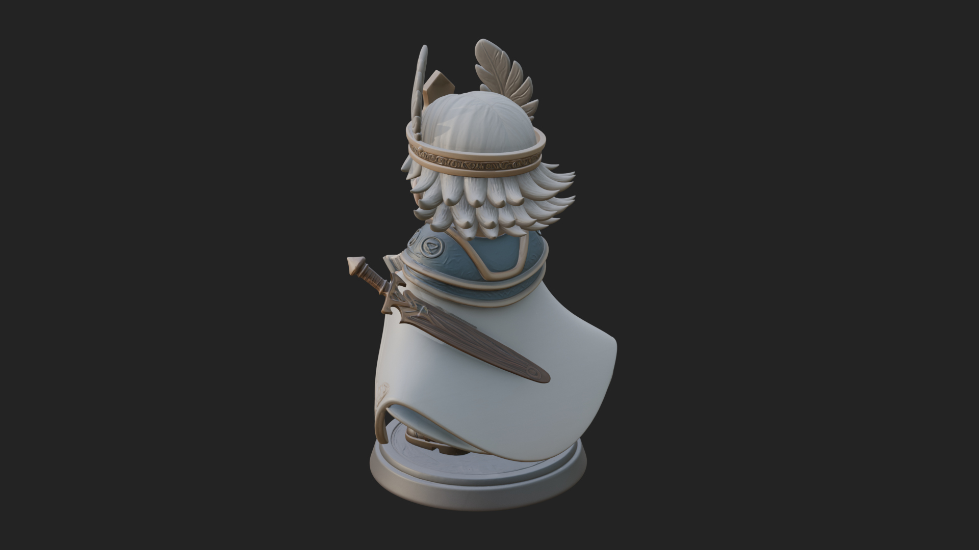 Chibi Winged Helm Mage Statue Design 3 3D Print Model 3D Model