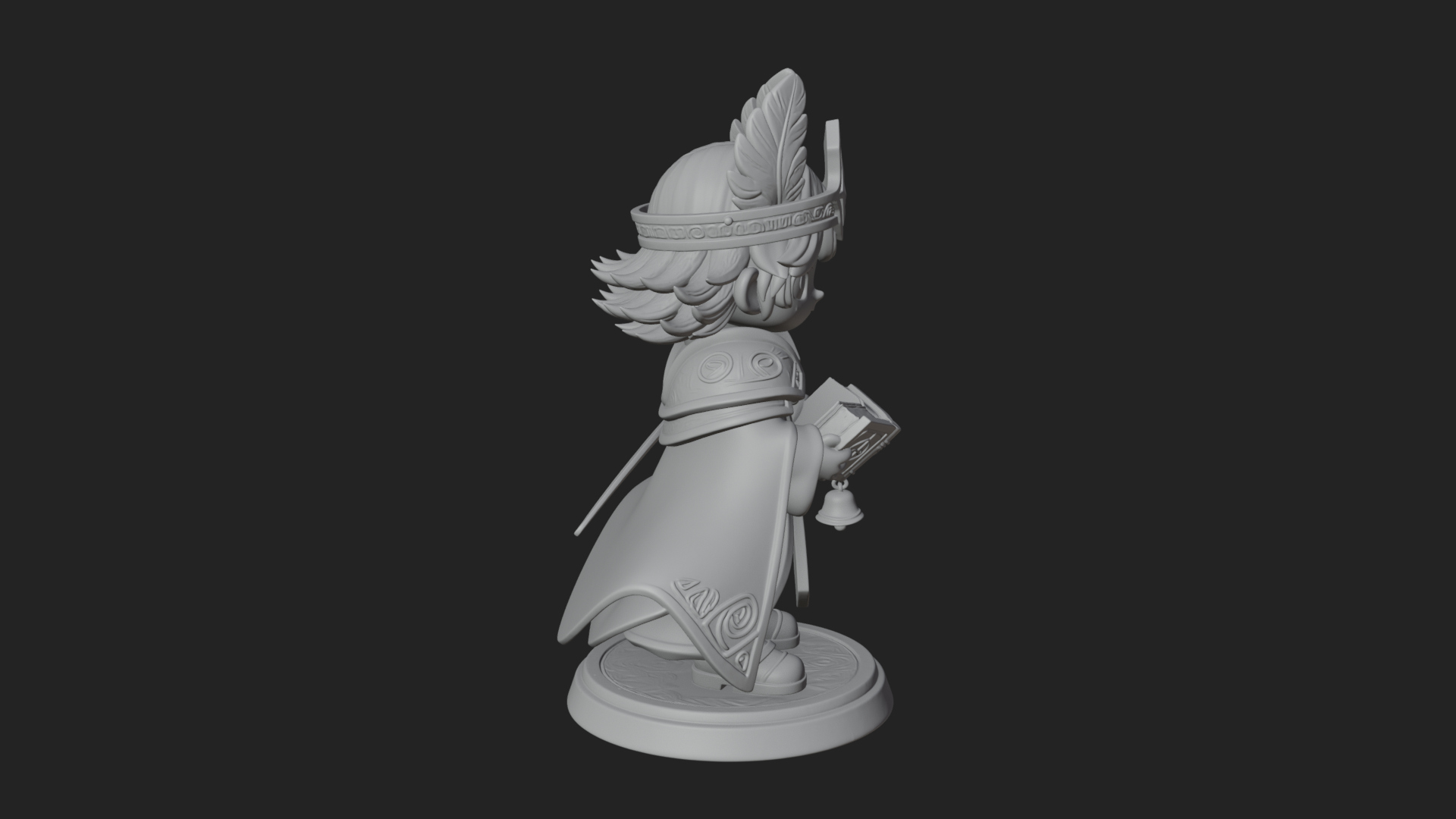Chibi Winged Helm Mage Statue Design 3 3D Print Model 3D Model
