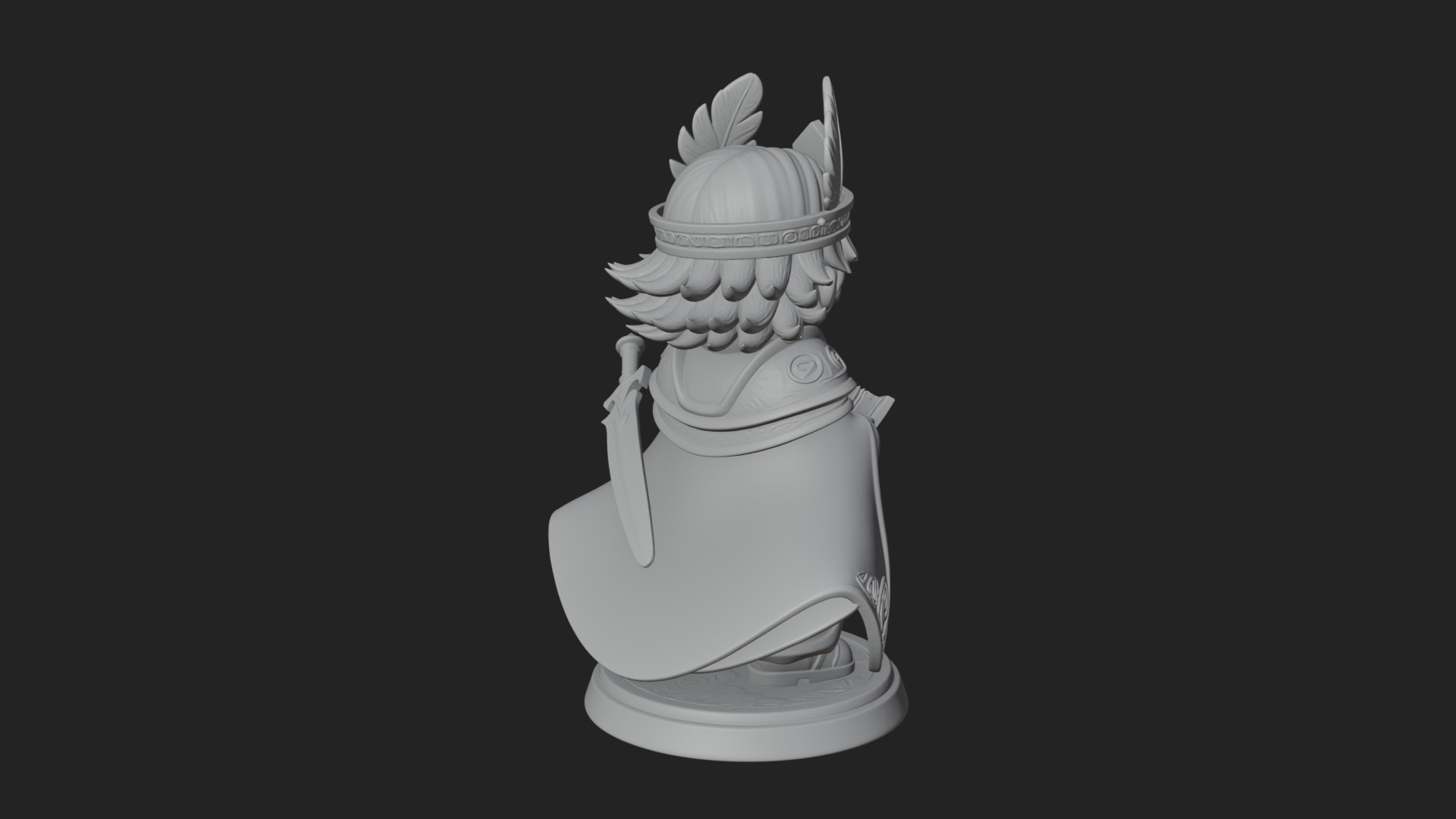 Chibi Winged Helm Mage Statue Design 3 3D Print Model 3D Model