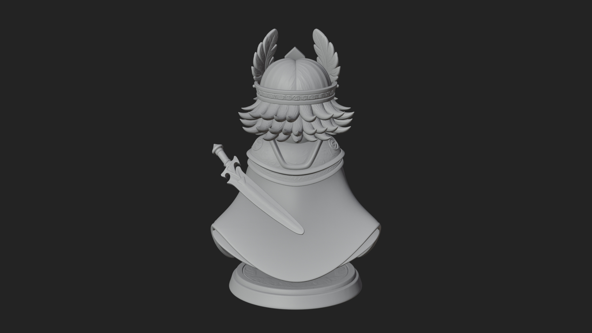 Chibi Winged Helm Mage Statue Design 3 3D Print Model 3D Model