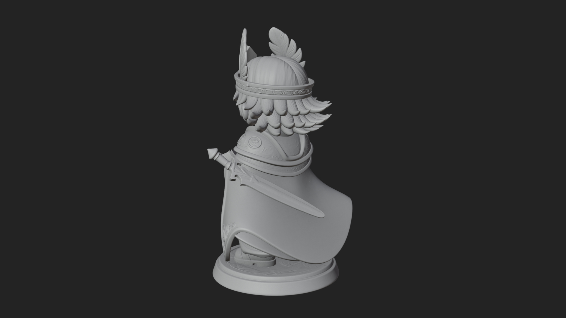 Chibi Winged Helm Mage Statue Design 3 3D Print Model 3D Model