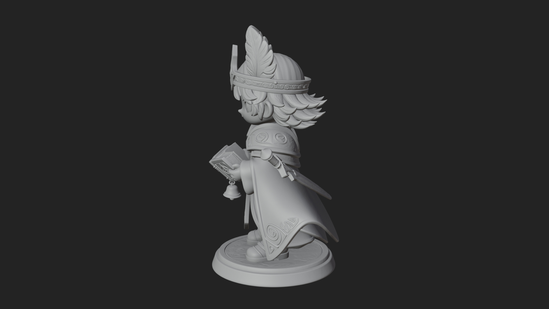 Chibi Winged Helm Mage Statue Design 3 3D Print Model 3D Model