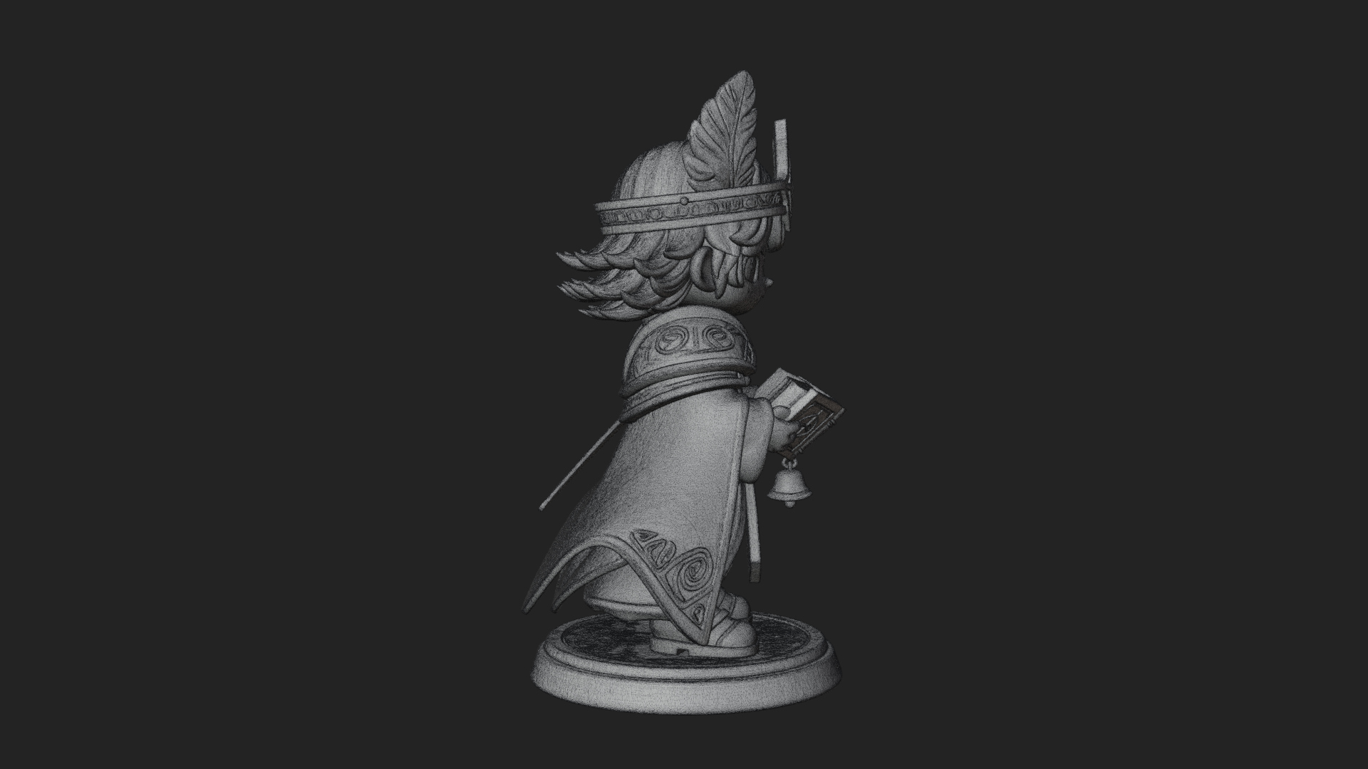 Chibi Winged Helm Mage Statue Design 3 3D Print Model 3D Model