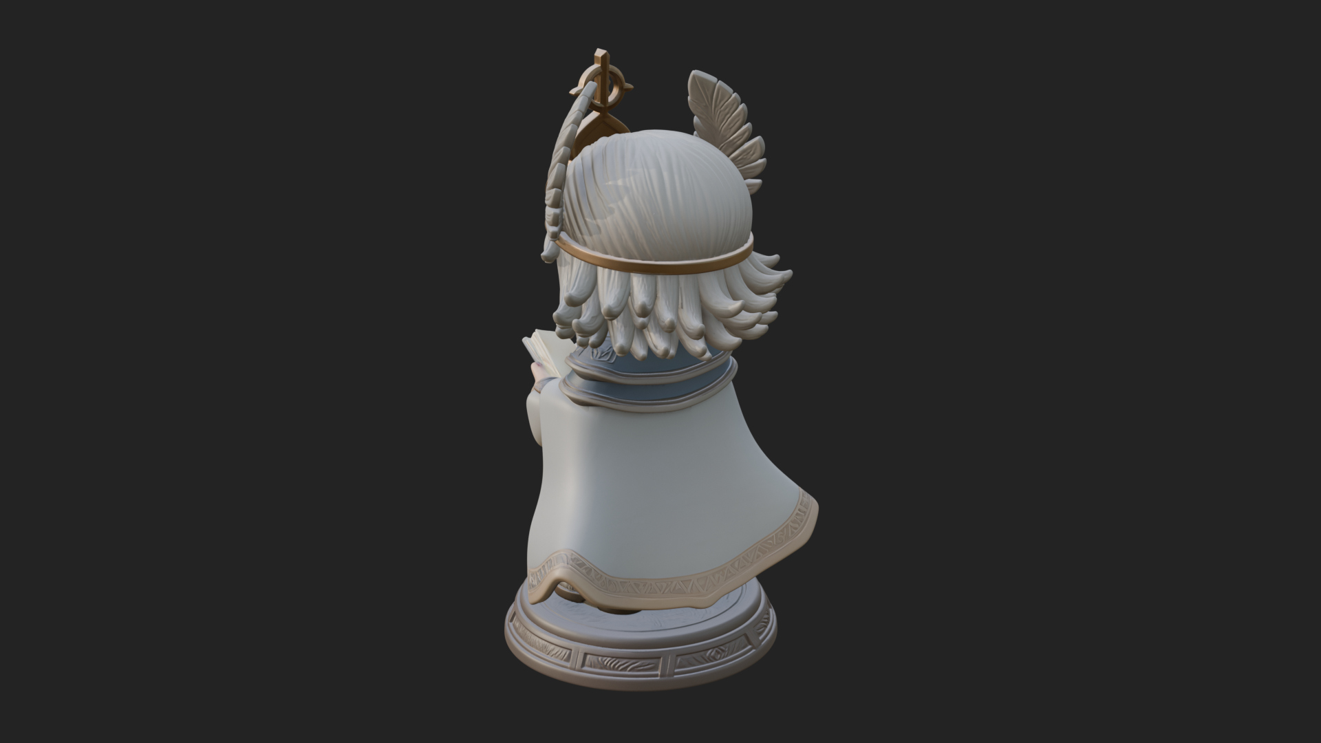 Chibi Winged Helm Mage Statue Design 4 3D Print Model 3D Model